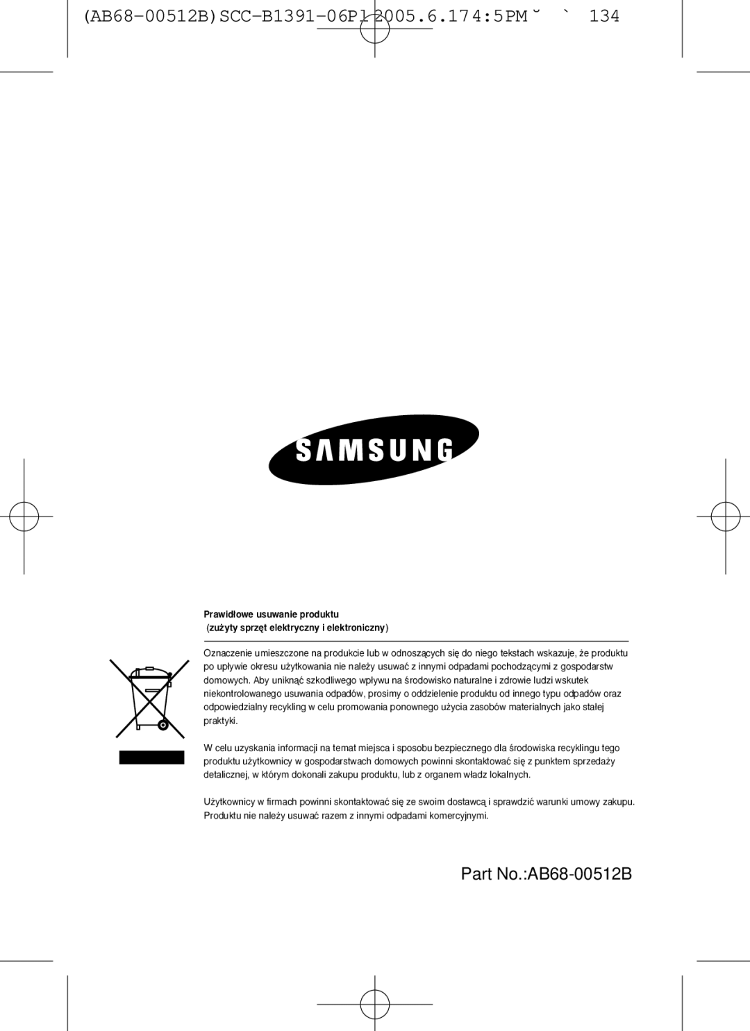 Samsung SCC-B1391(P), SCC-B1091P user manual Part No.AB68-00512B 