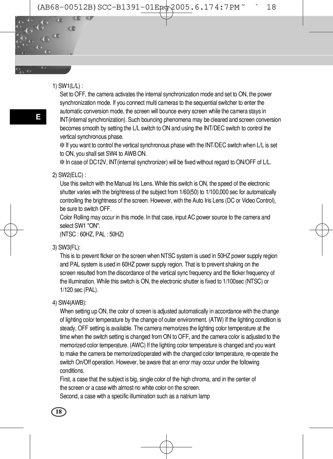 Samsung SCC-B1391(P), SCC-B1091P user manual SW1L/L 