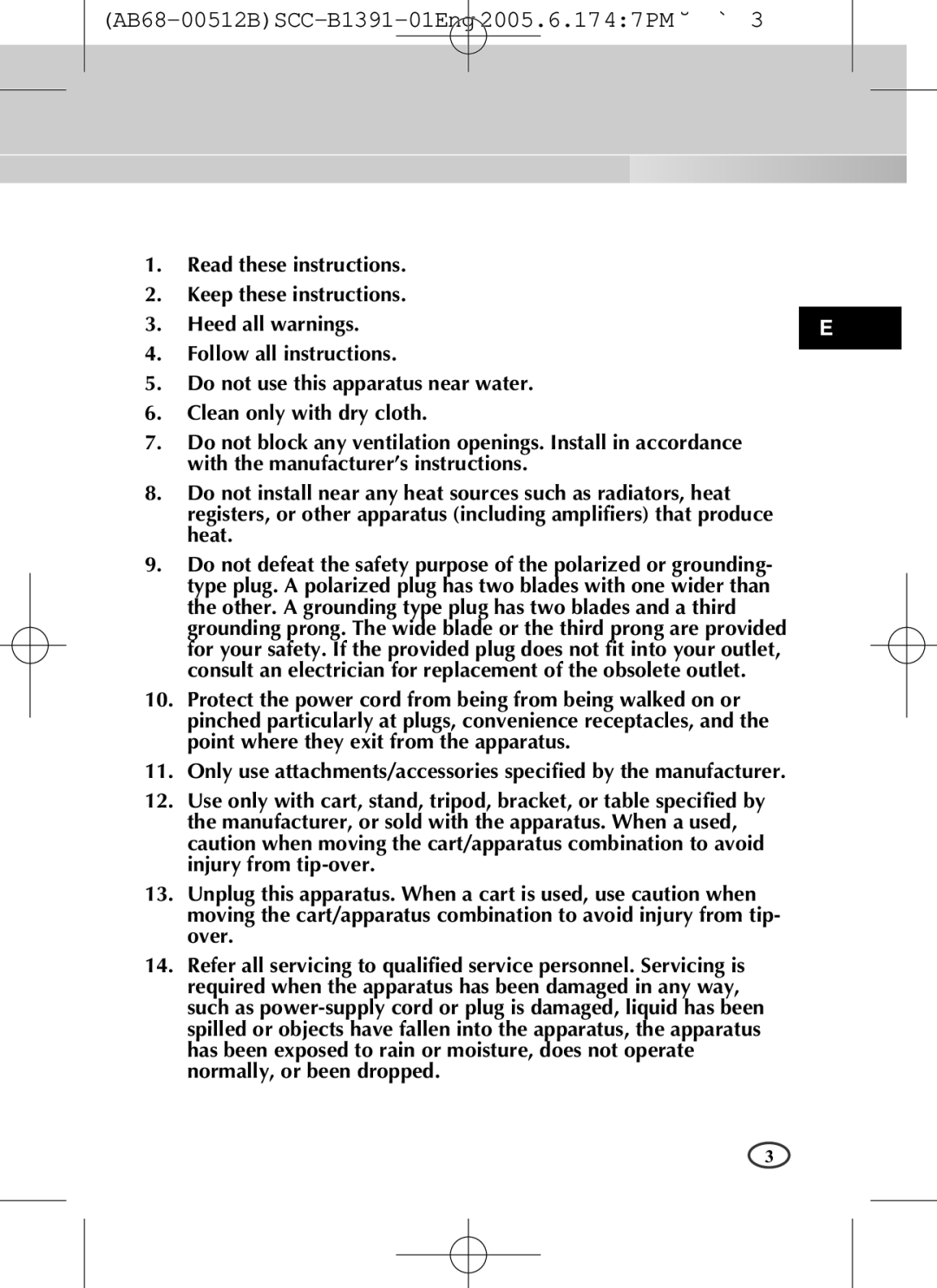 Samsung SCC-B1091P, SCC-B1391(P) user manual Heed all warnings 