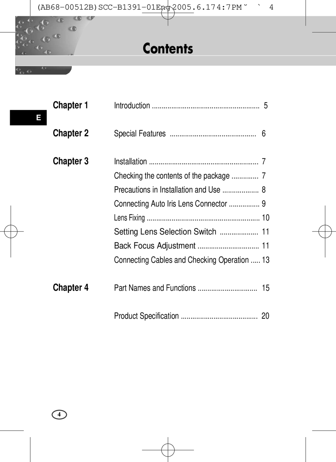 Samsung SCC-B1391(P), SCC-B1091P user manual Contents 