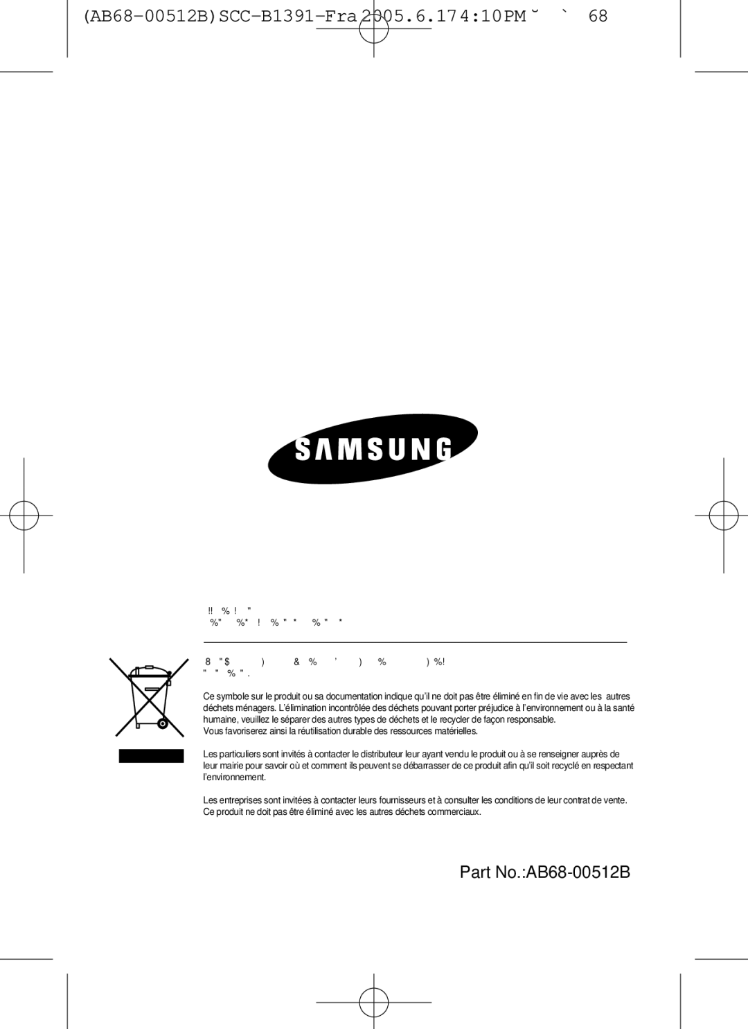 Samsung SCC-B1391(P), SCC-B1091P user manual Part No.AB68-00512B 