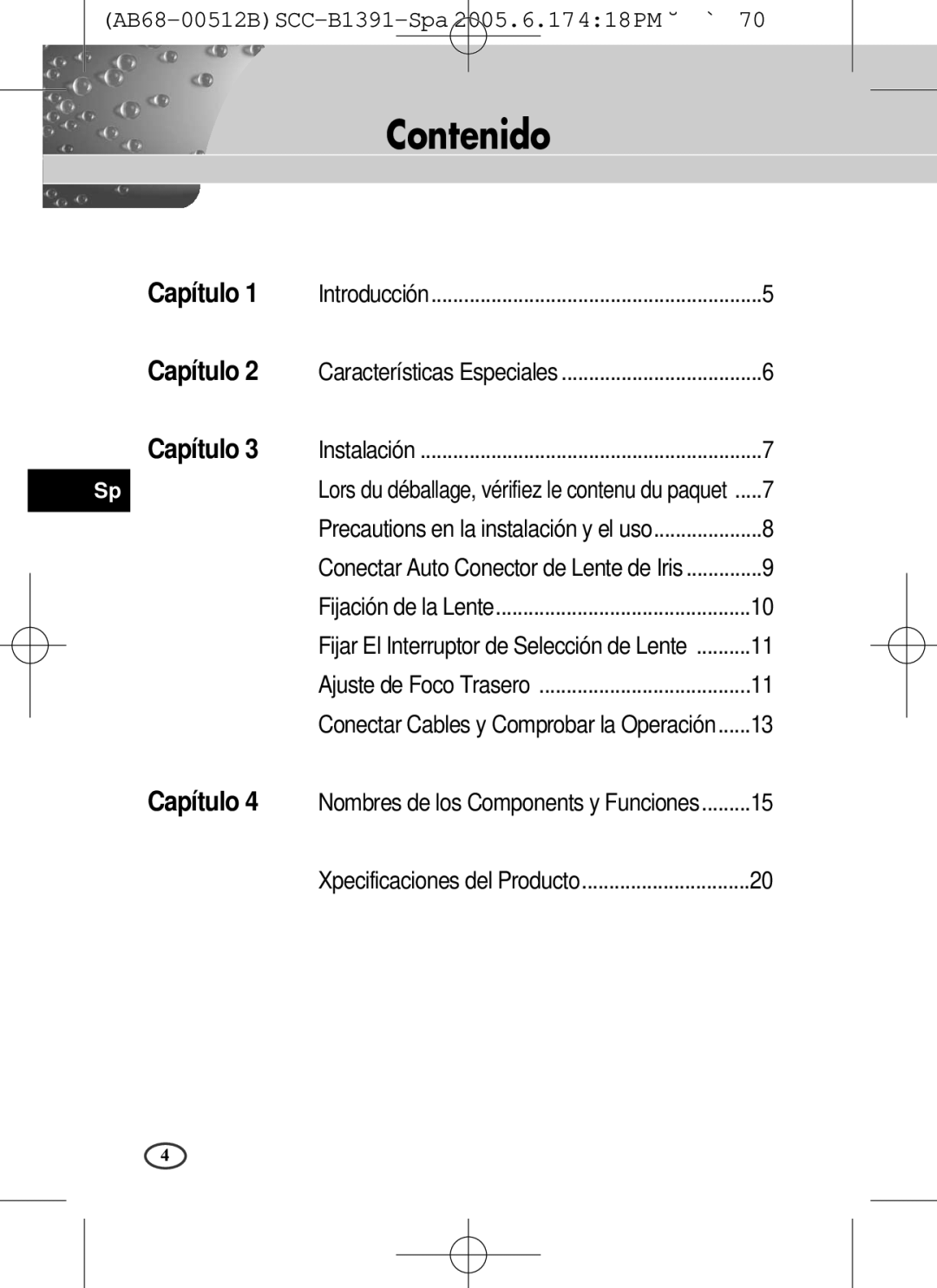 Samsung SCC-B1391(P), SCC-B1091P user manual Contenido 