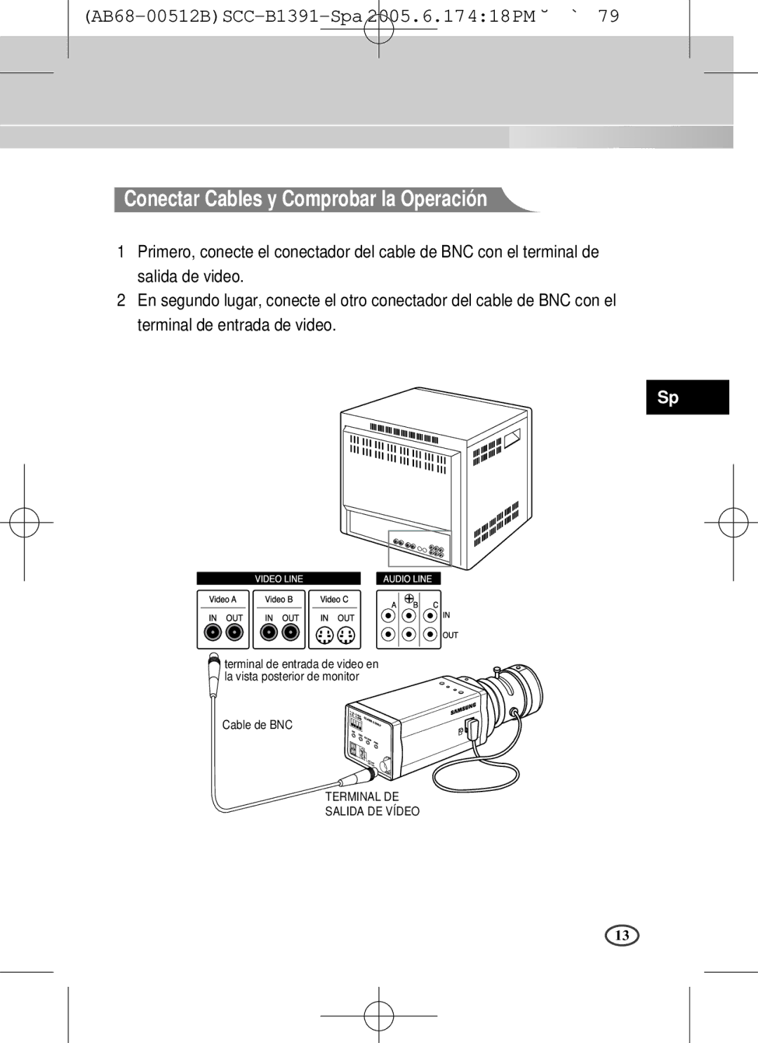 Samsung SCC-B1091P, SCC-B1391(P) user manual Conectar Cables y Comprobar la Operación 