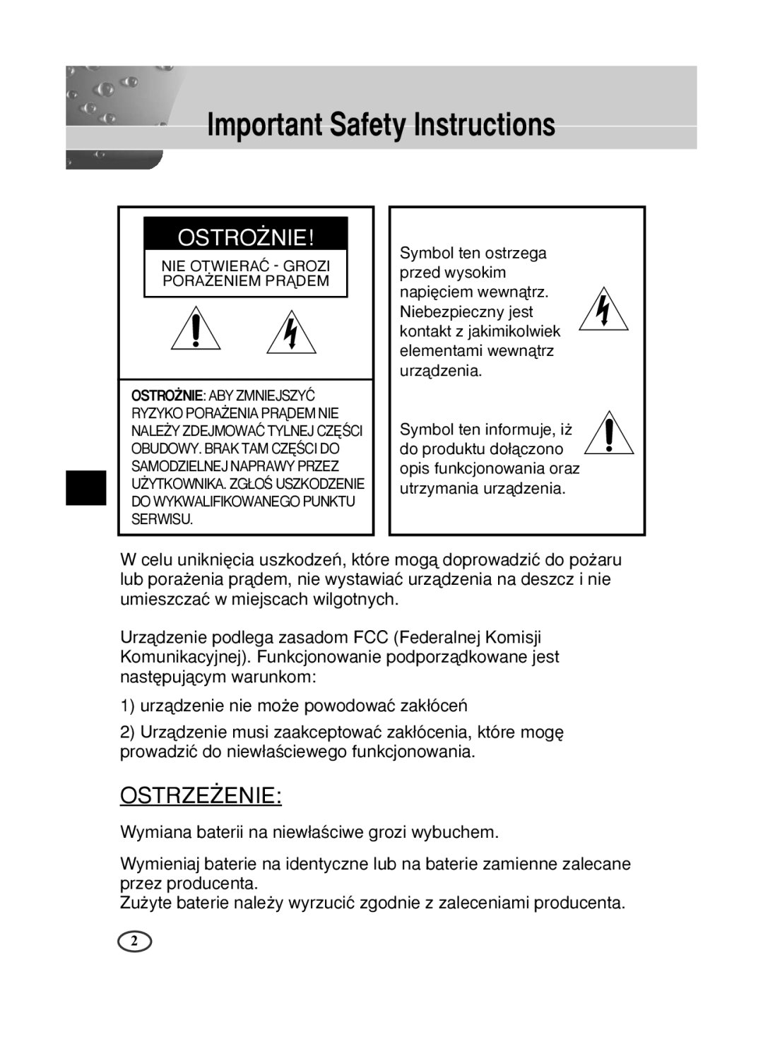 Samsung SCC-B1391P manual Ostro˚Nie 