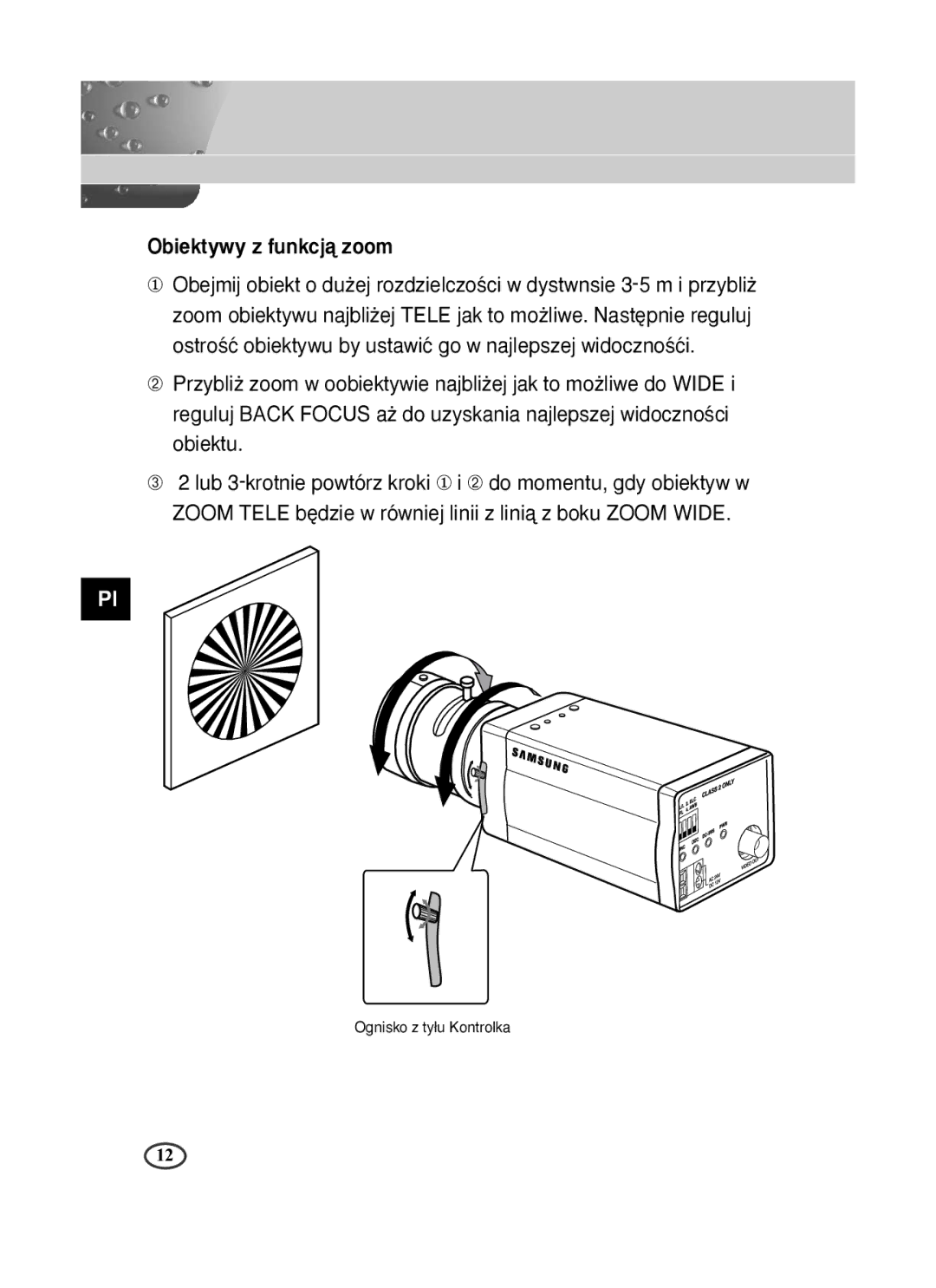 Samsung SCC-B1391P manual Obiektywy z funkcjà zoom 