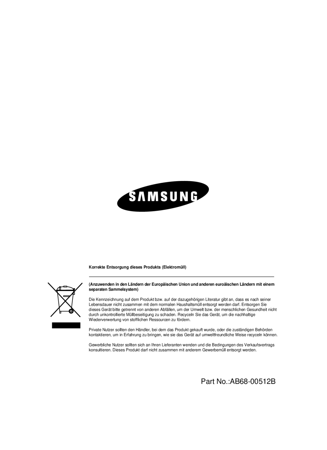 Samsung SCC-B1391P manual Part No.AB68-00512B 