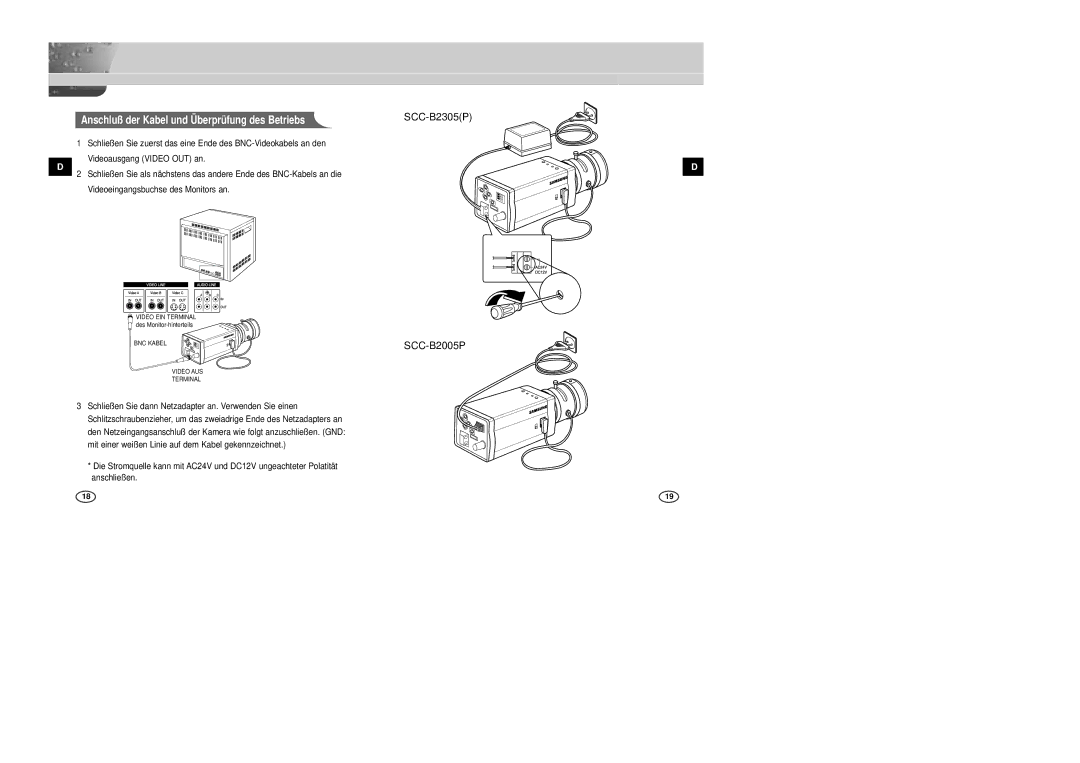 Samsung SCC-B2005P/TRK manual SCC-B2305P SCC-B2005P 