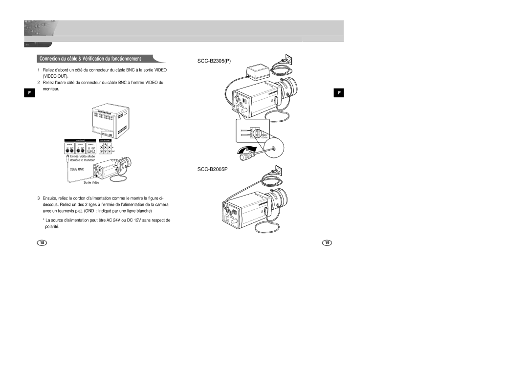 Samsung SCC-B2305P, SCC-B2005P/TRK manual Video OUT 