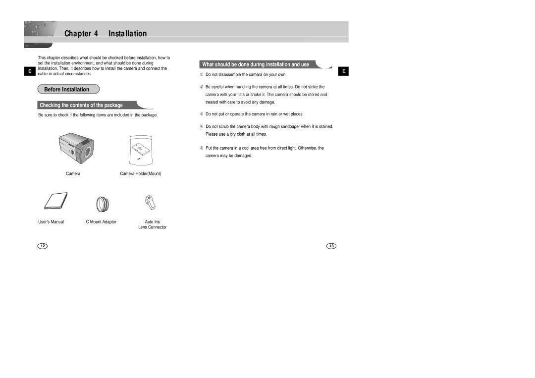 Samsung SCC-B2305P, SCC-B2005P/TRK manual Before Installation 