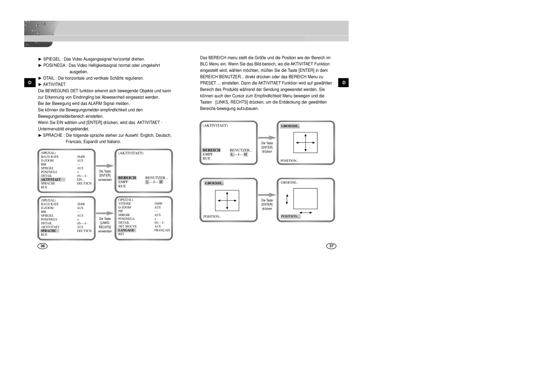 Samsung SCC-B2007P manual ❿AKTIVITAET 