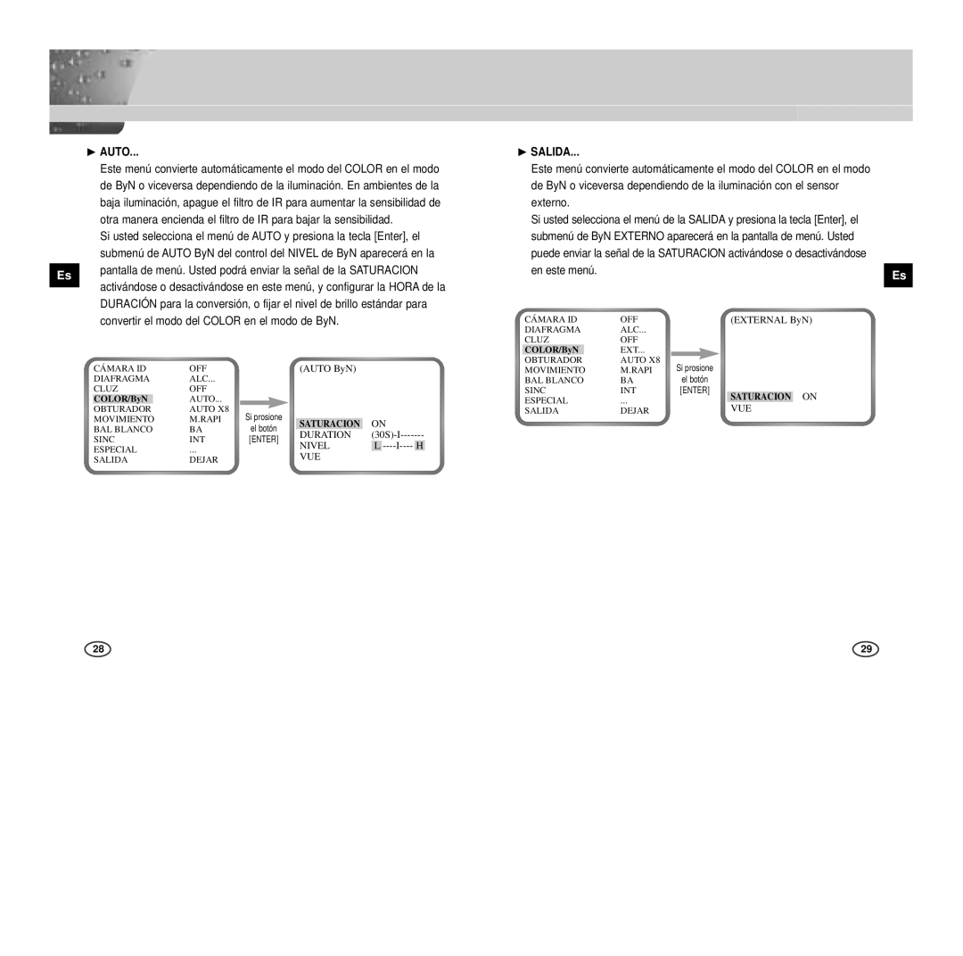 Samsung SCC-B2007P manual Nivel, ❿ Salida, En este menú, Auto Obturador 