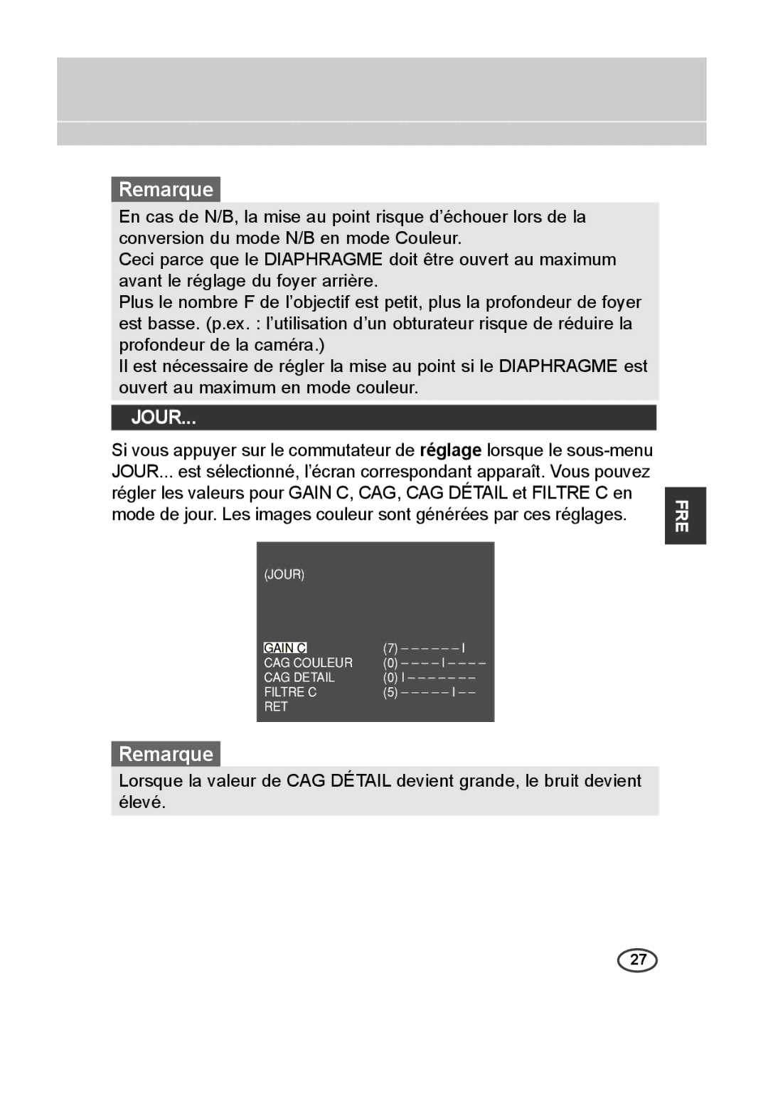 Samsung SCC-B2315P, SCC-B2015P manual Jour 