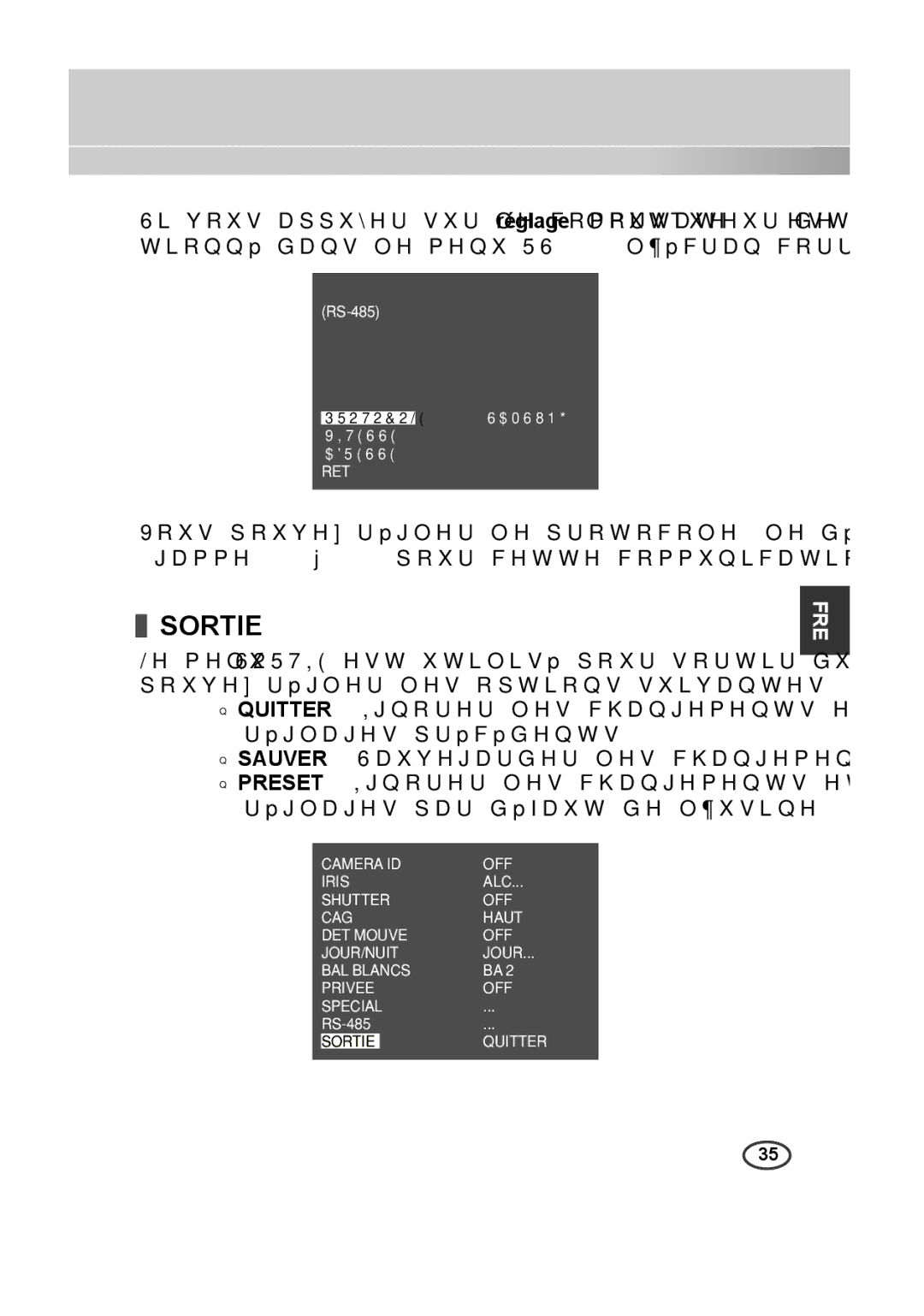 Samsung SCC-B2315P, SCC-B2015P manual Sortie 