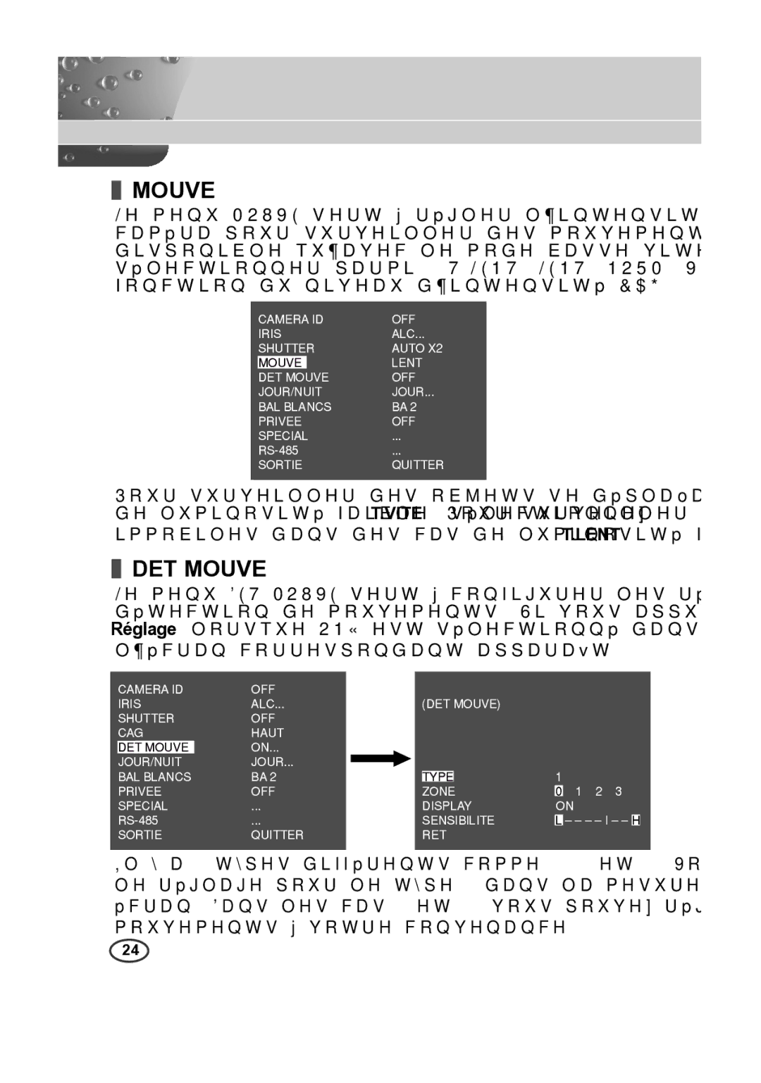 Samsung SCC-B2015P, SCC-B2315P manual DET Mouve 