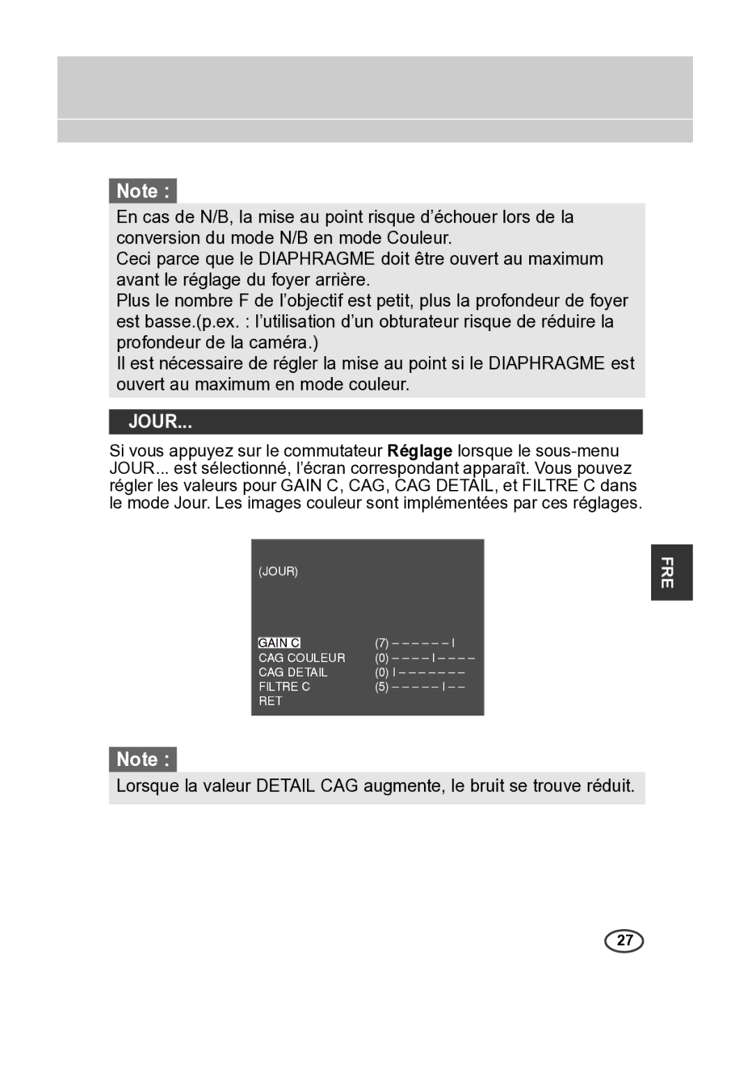 Samsung SCC-B2315P, SCC-B2015P manual Jour 