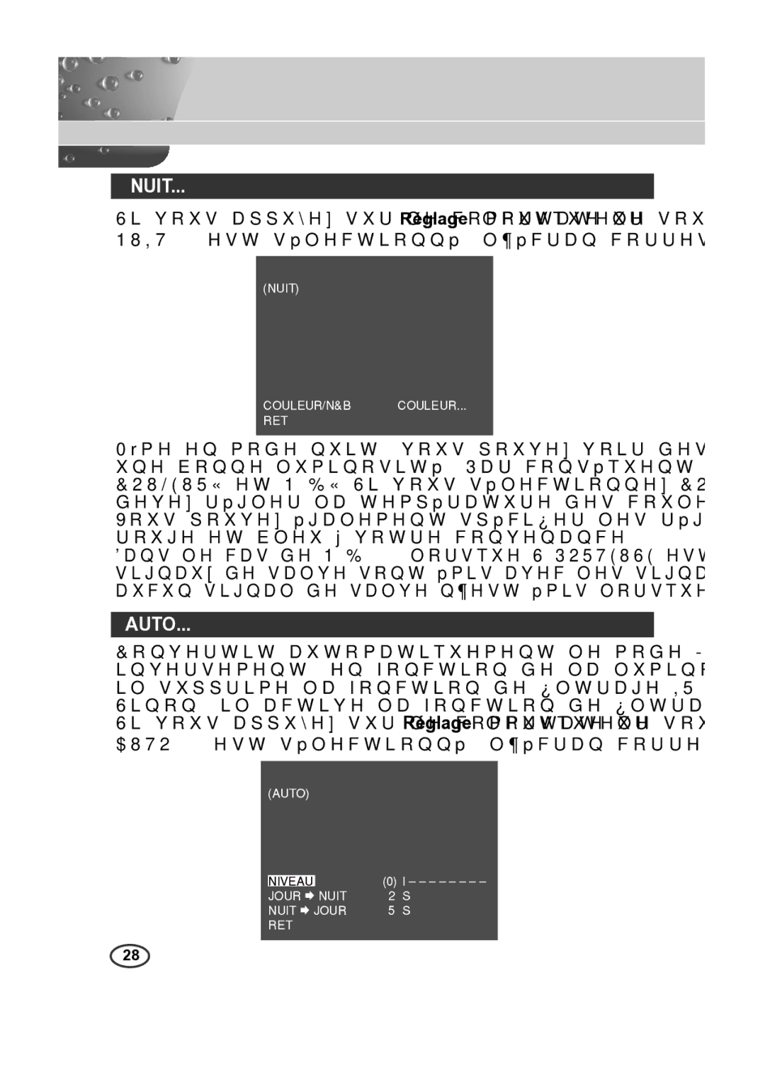 Samsung SCC-B2015P, SCC-B2315P manual Nuit, Auto 