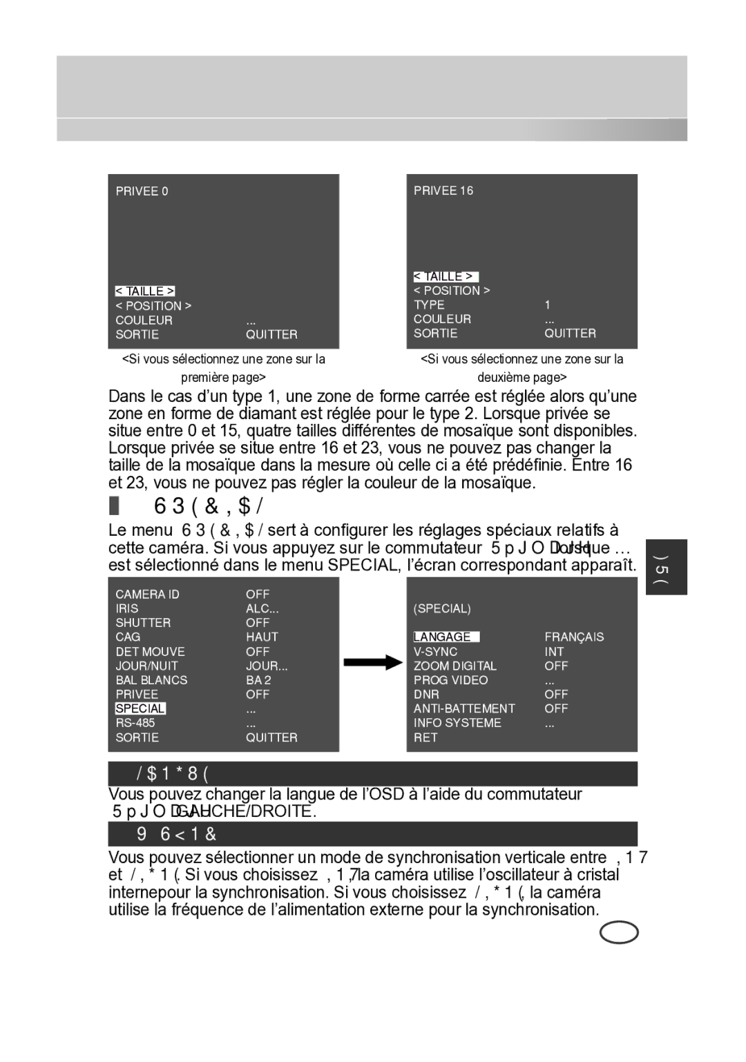 Samsung SCC-B2315P, SCC-B2015P manual Special, Langue 