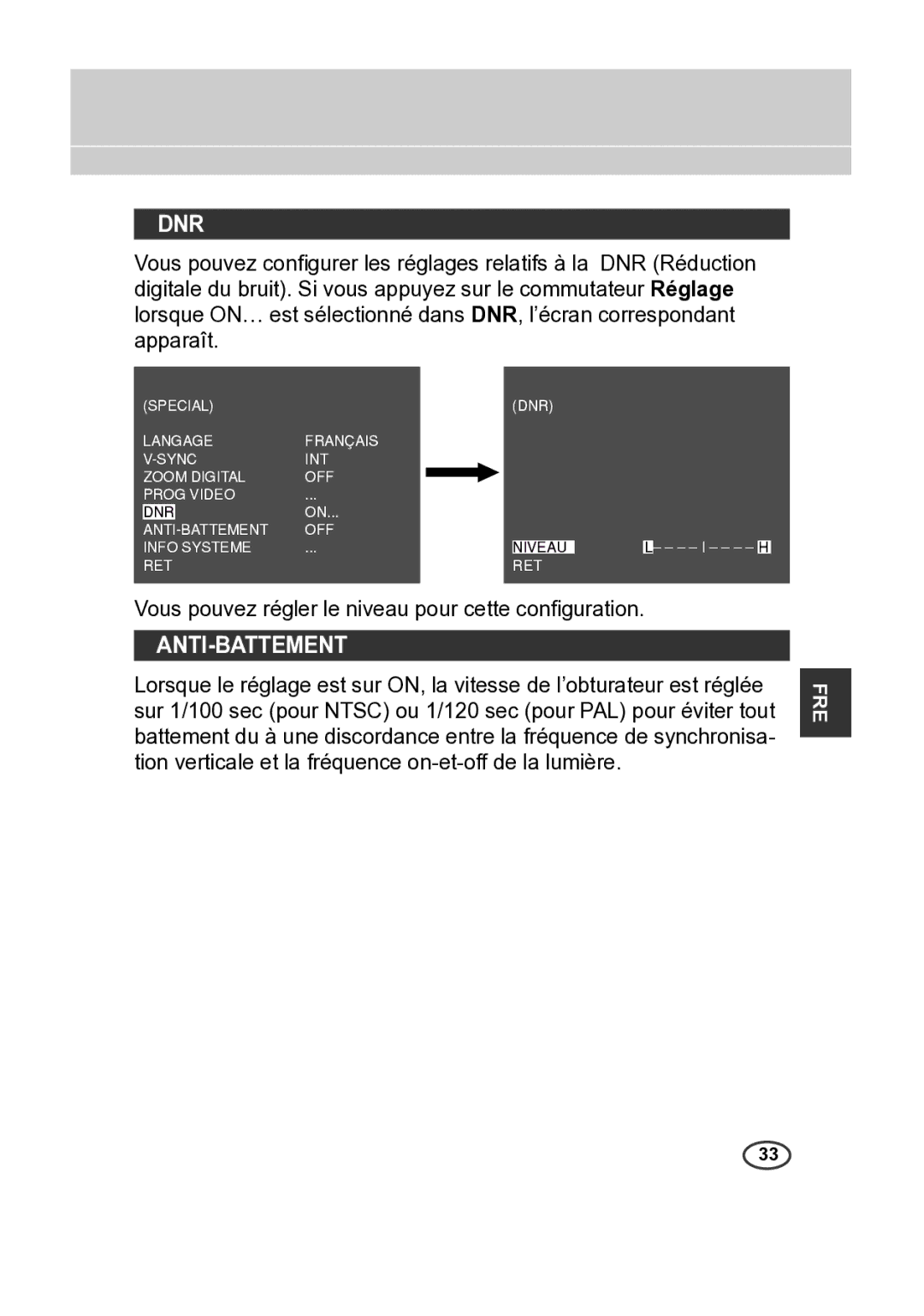 Samsung SCC-B2315P, SCC-B2015P manual Dnr, Anti-Battement 