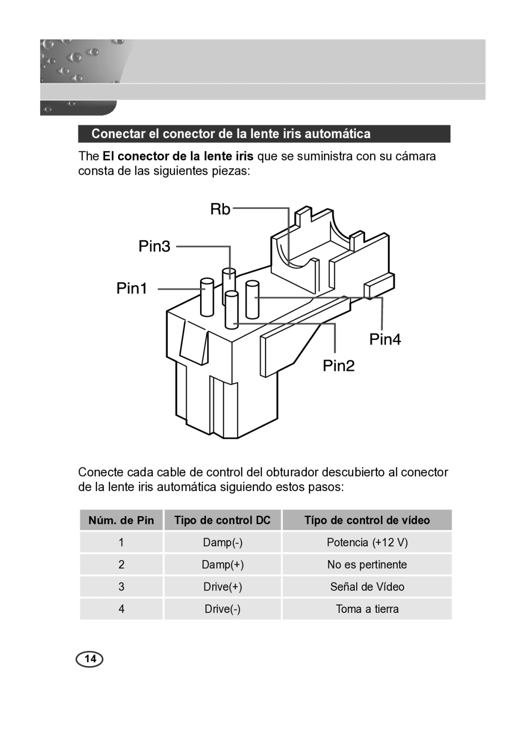 Samsung SCC-B2015P, SCC-B2315P manual Conectar el conector de la lente iris automática 