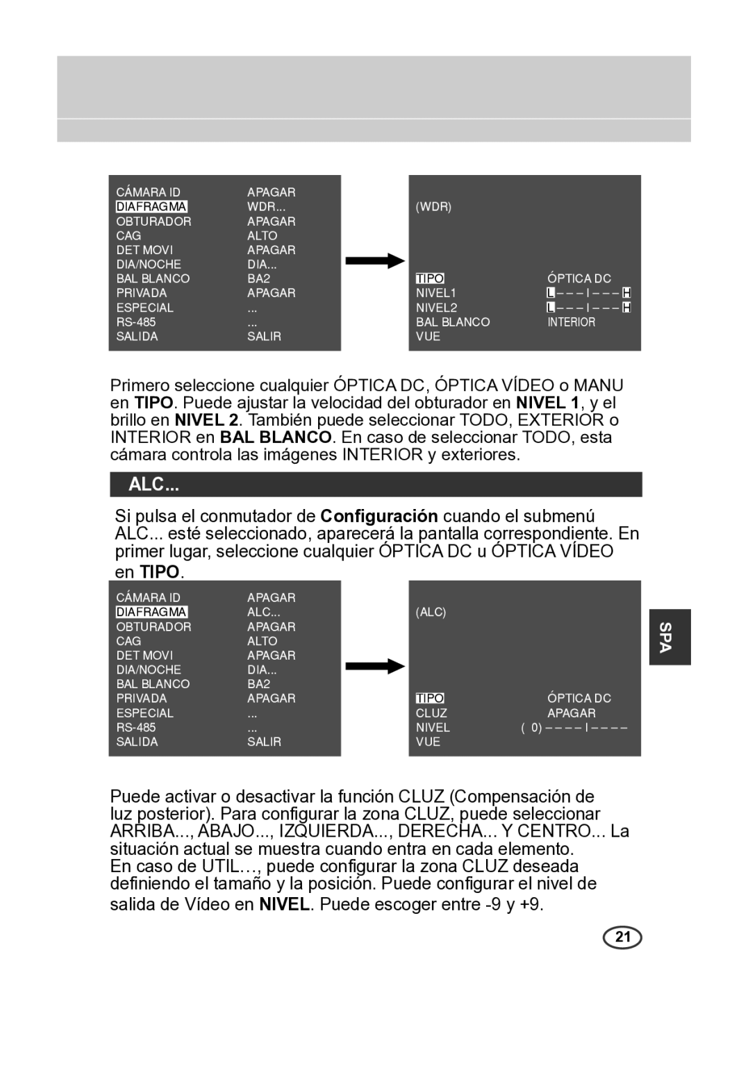 Samsung SCC-B2315P, SCC-B2015P manual Cámara ID Apagar Diafragma 