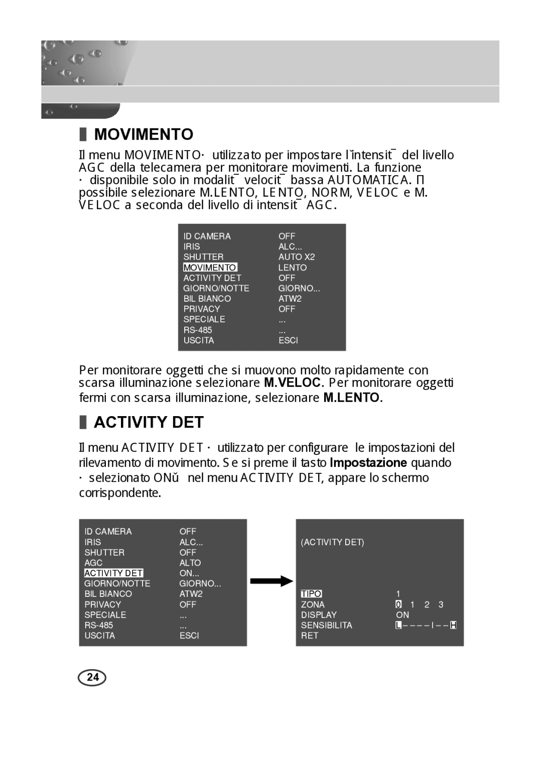 Samsung SCC-B2015P, SCC-B2315P manual Movimento, Activity DET 