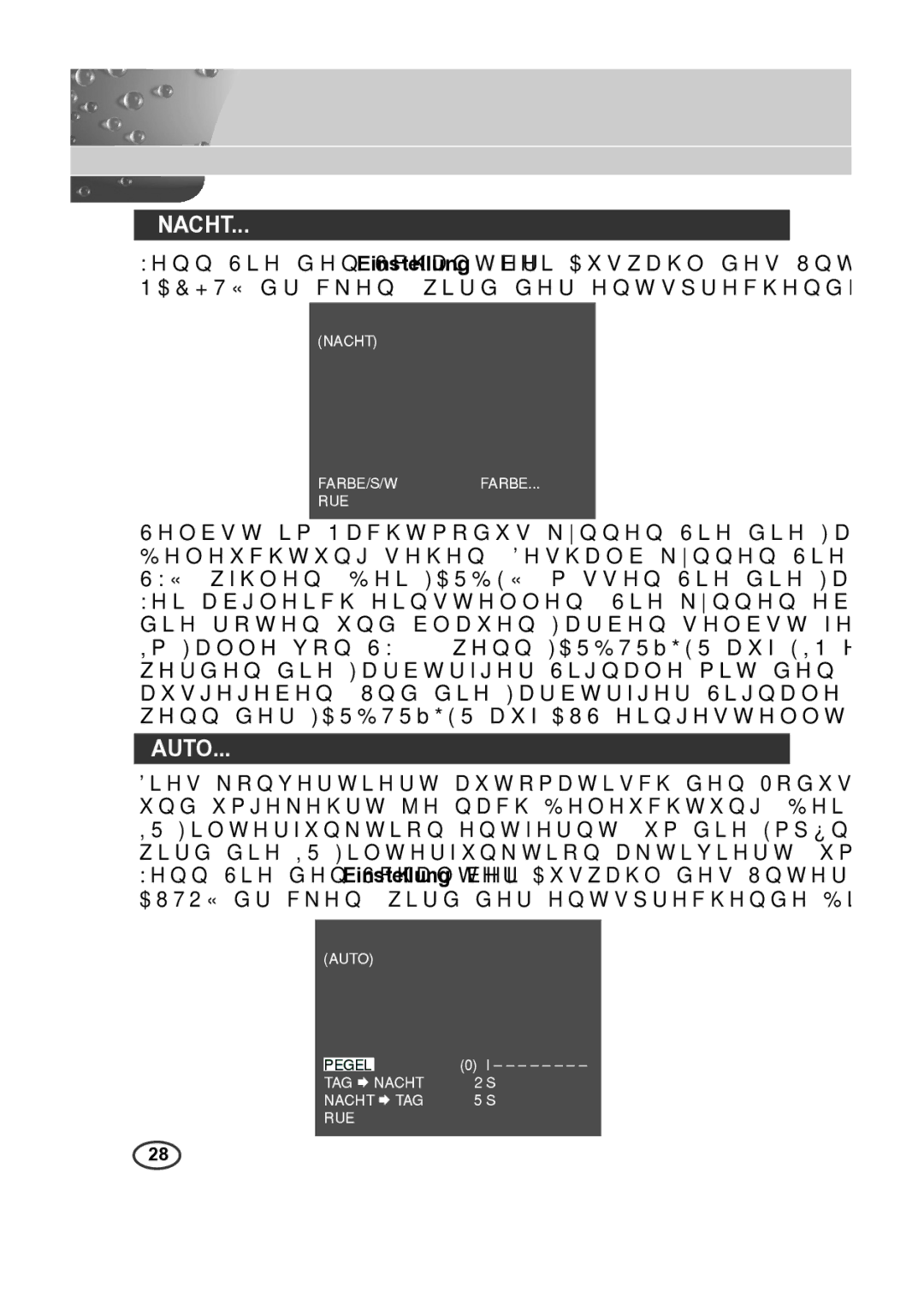 Samsung SCC-B2015P, SCC-B2315P manual Nacht, Auto 