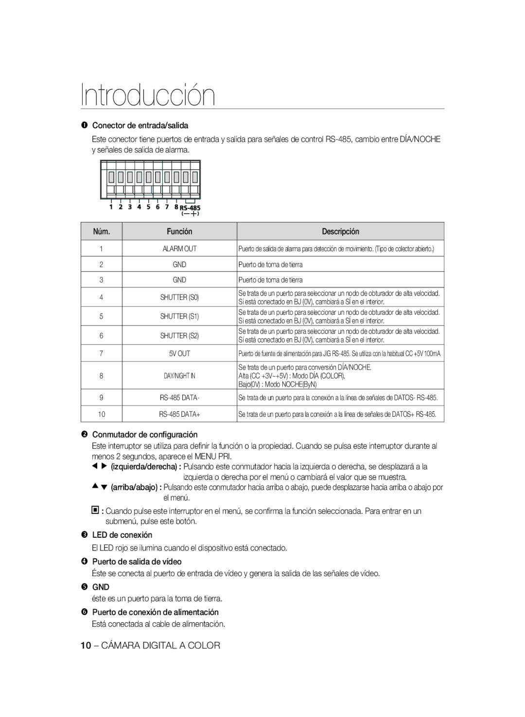 Samsung SCC-B2333BP, SCC-B2033P, SCC-B2333P, SCC-B2033BP manual 10 Cámara Digital a Color 