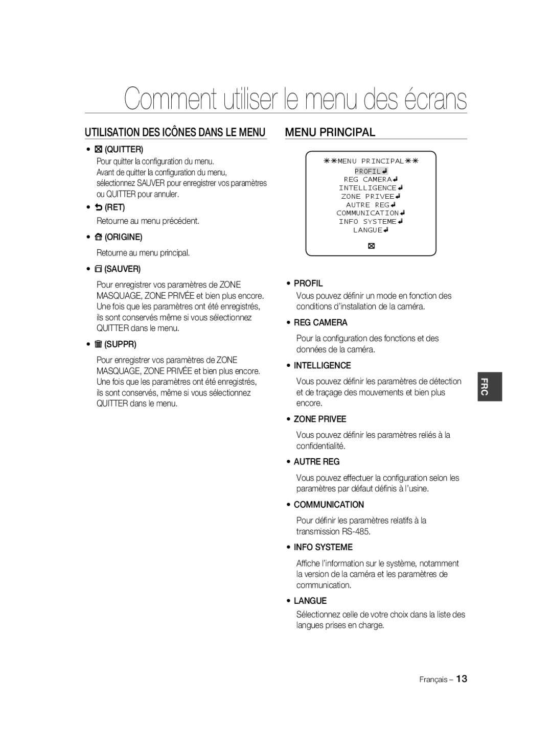 Samsung SCC-B2333P, SCC-B2033P, SCC-B2333BP, SCC-B2033BP manual Menu Principal 