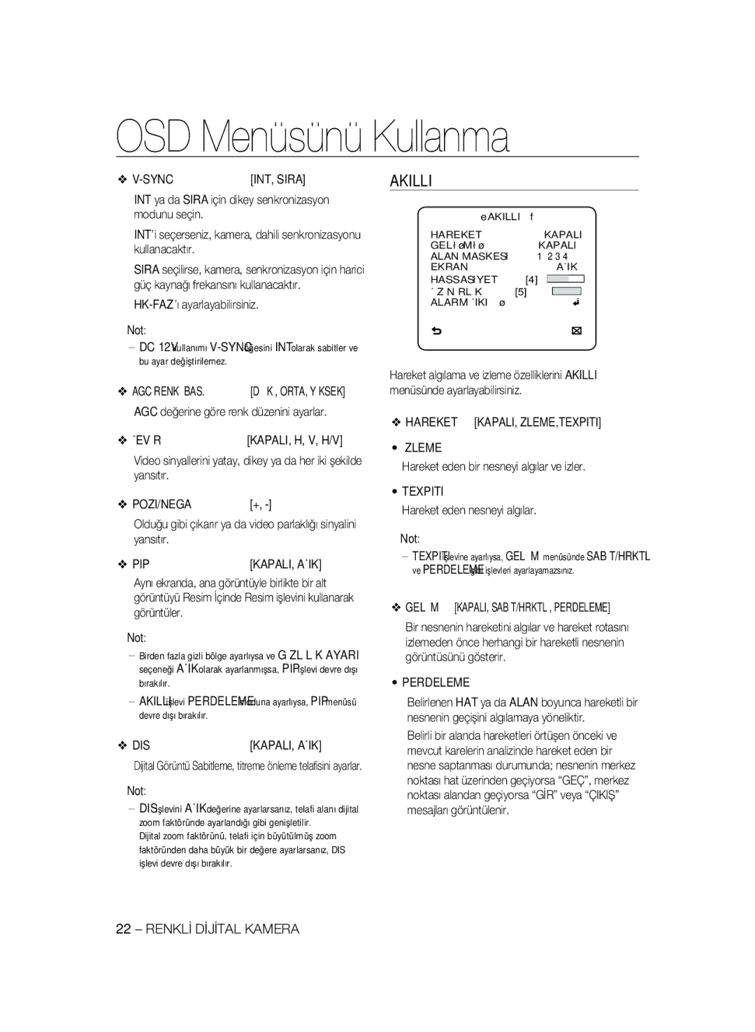 Samsung SCC-B2333BP, SCC-B2033P, SCC-B2333P, SCC-B2033BP manual Akilli 