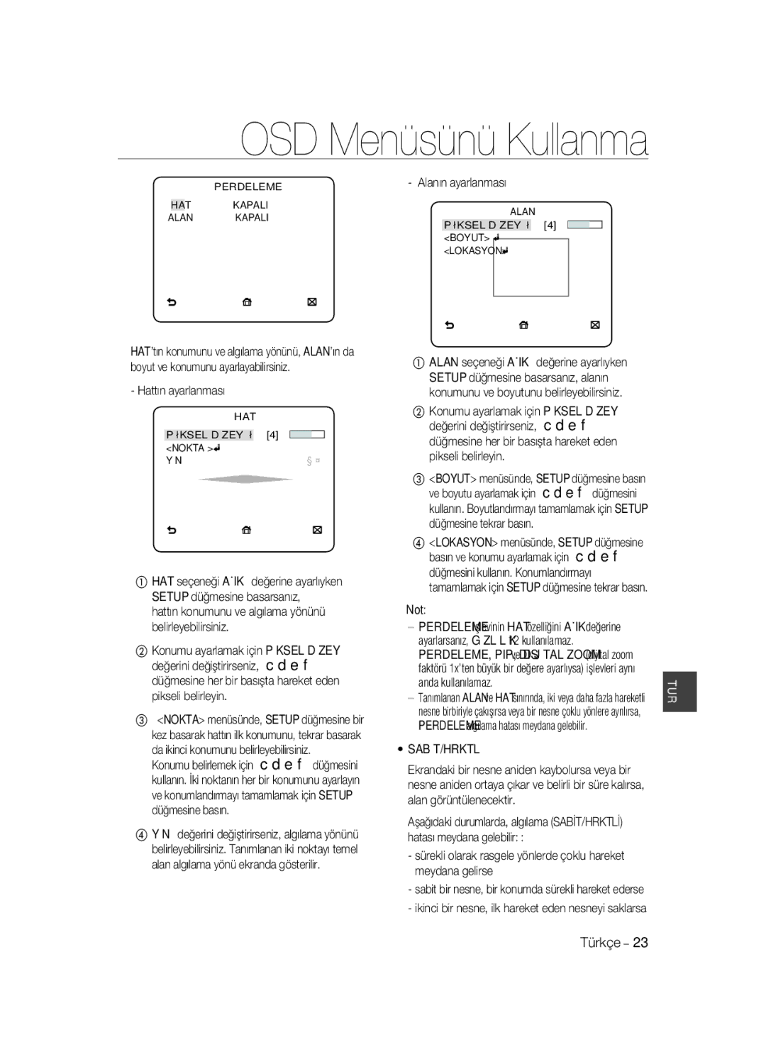 Samsung SCC-B2033BP, SCC-B2033P, SCC-B2333P, SCC-B2333BP manual Sabit/Hrktli 