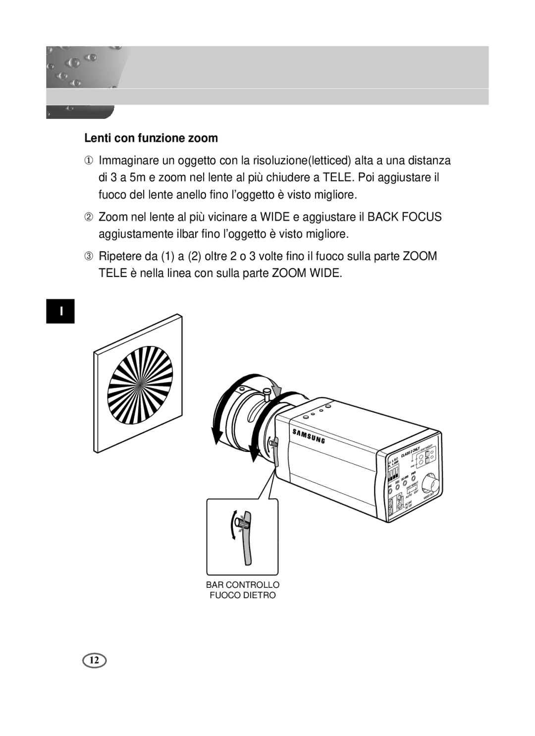 Samsung SCC-B2391N, SCC-B2391P/SAU, SCC-B2091P/TRK manual Lenti con funzione zoom 