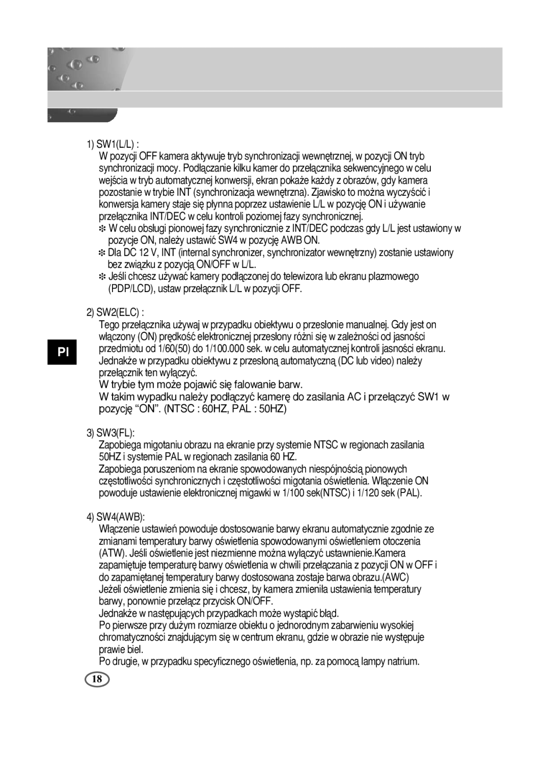 Samsung SCC-B2391N, SCC-B2391P/SAU, SCC-B2091P/TRK manual SW1L/L 