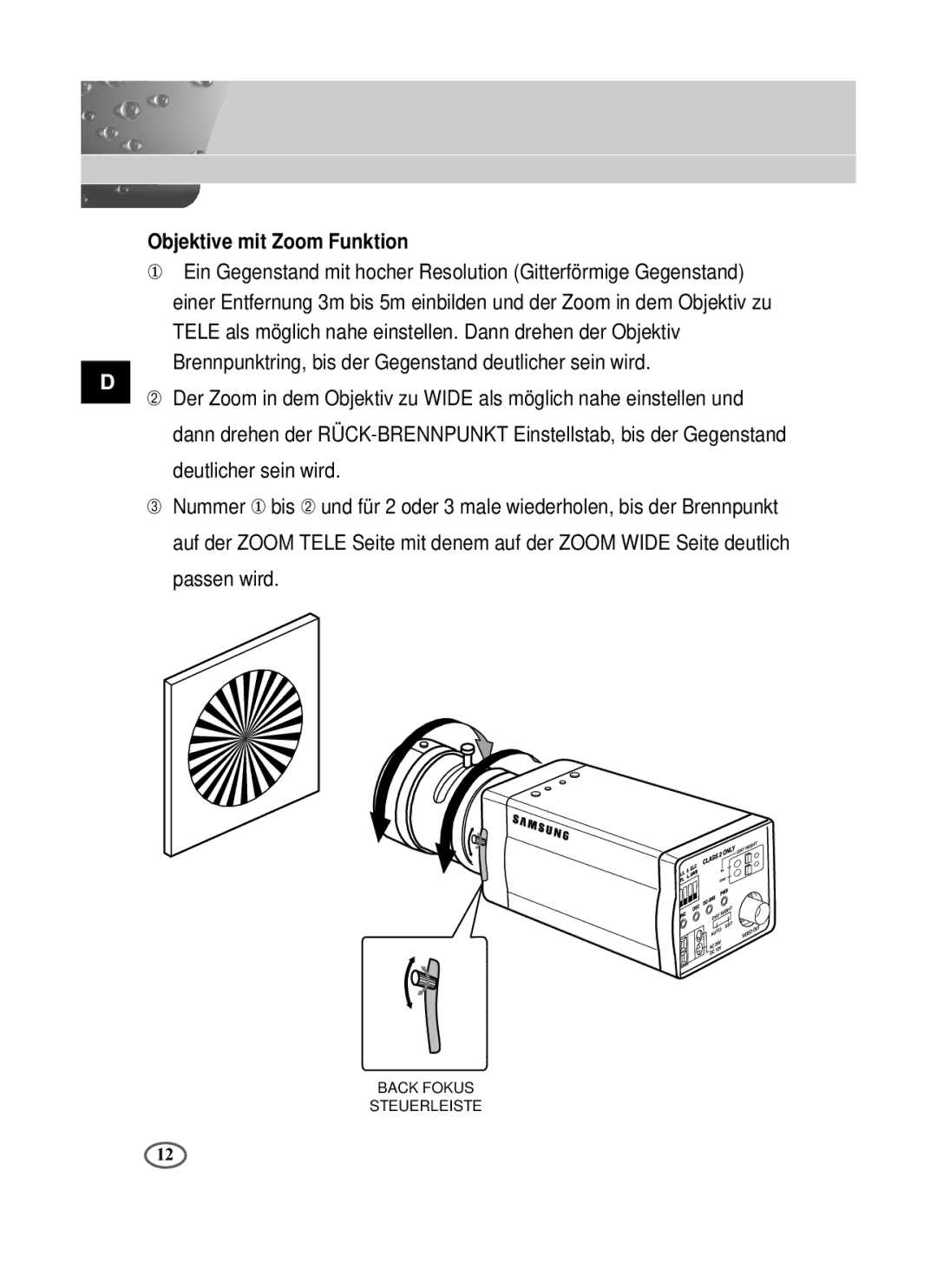 Samsung SCC-B2391P/SAU, SCC-B2391N, SCC-B2091P/TRK manual Objektive mit Zoom Funktion 