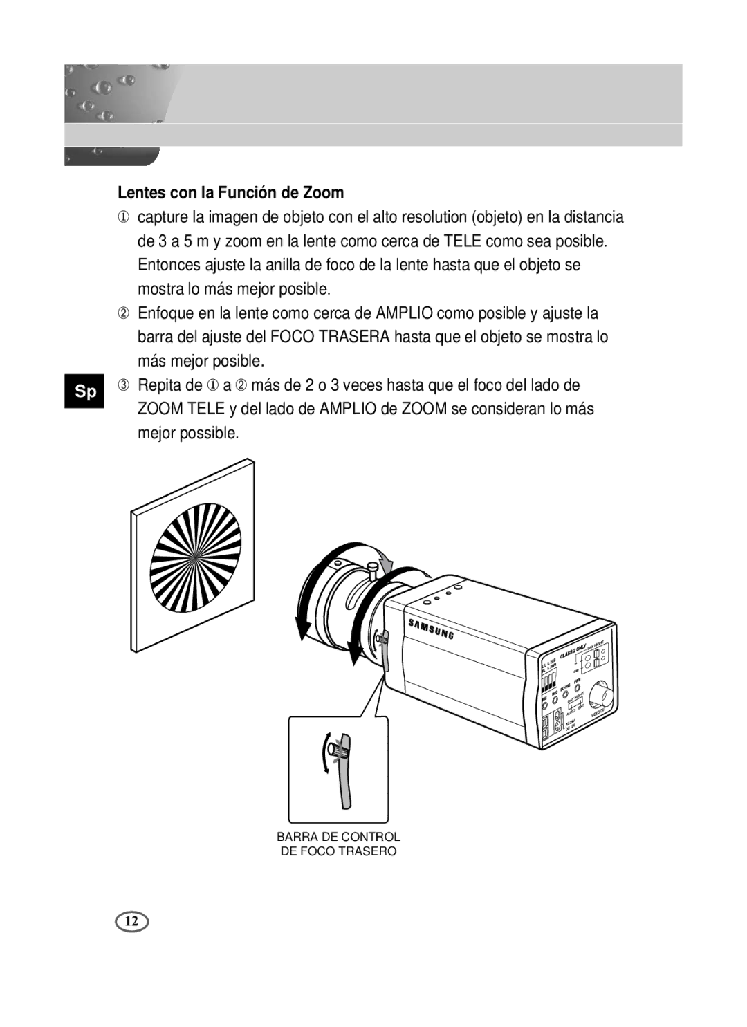 Samsung SCC-B2091P/TRK, SCC-B2391P/SAU, SCC-B2391N manual Lentes con la Función de Zoom 