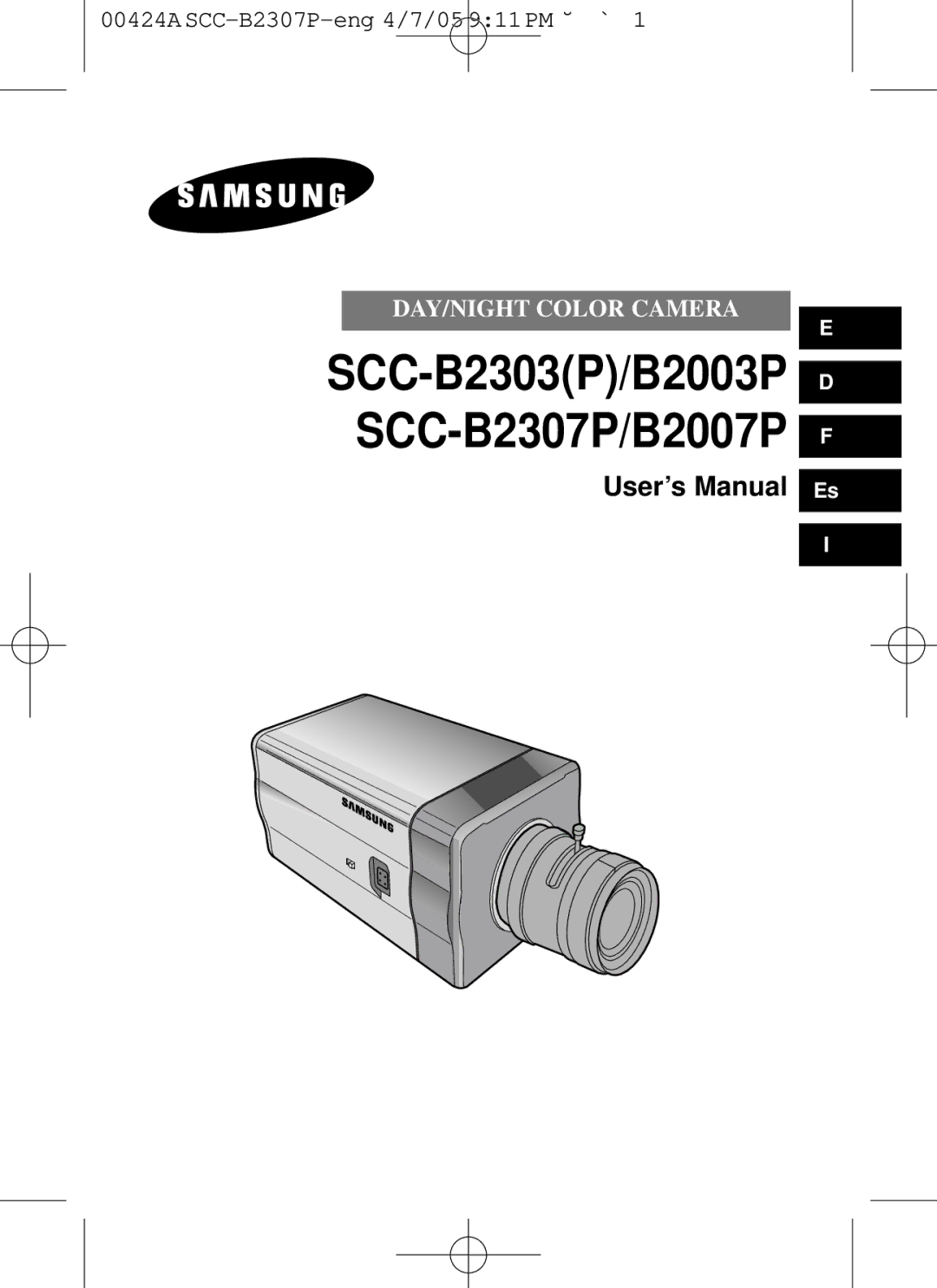 Samsung SCC-B2003P, SCC-B2303(P) user manual SCC-B2303P/B2003PD SCC-B2307P/B2007PF, User’s Manual 