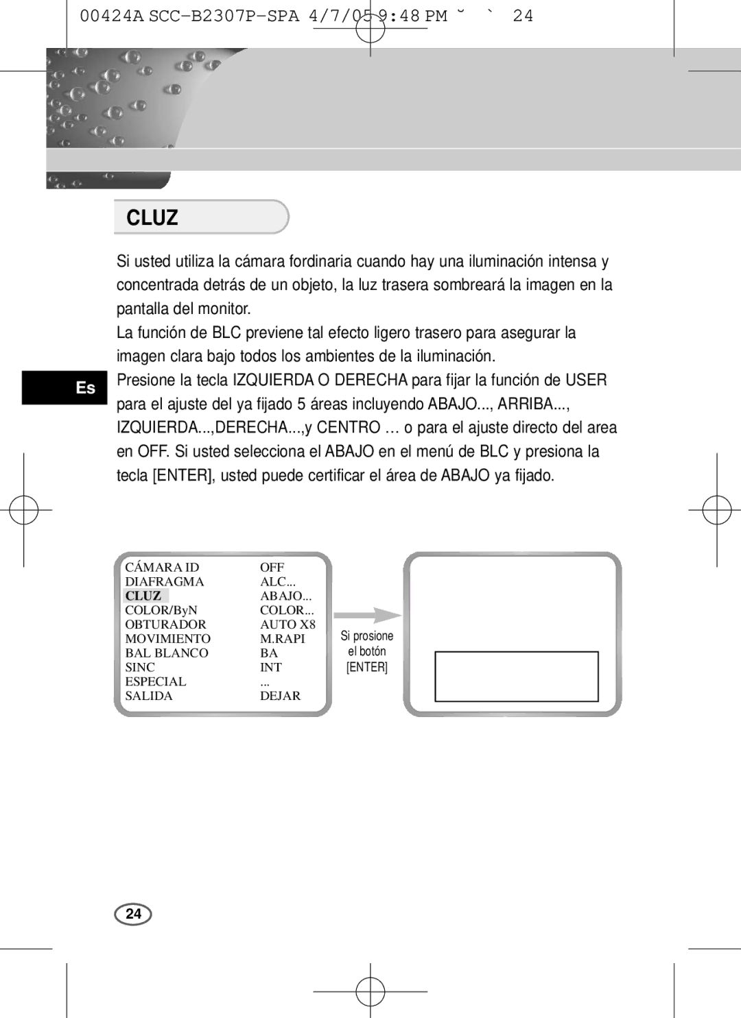 Samsung SCC-B2303(P), SCC-B2003P user manual Cluz, Imagen clara bajo todos los ambientes de la iluminación 