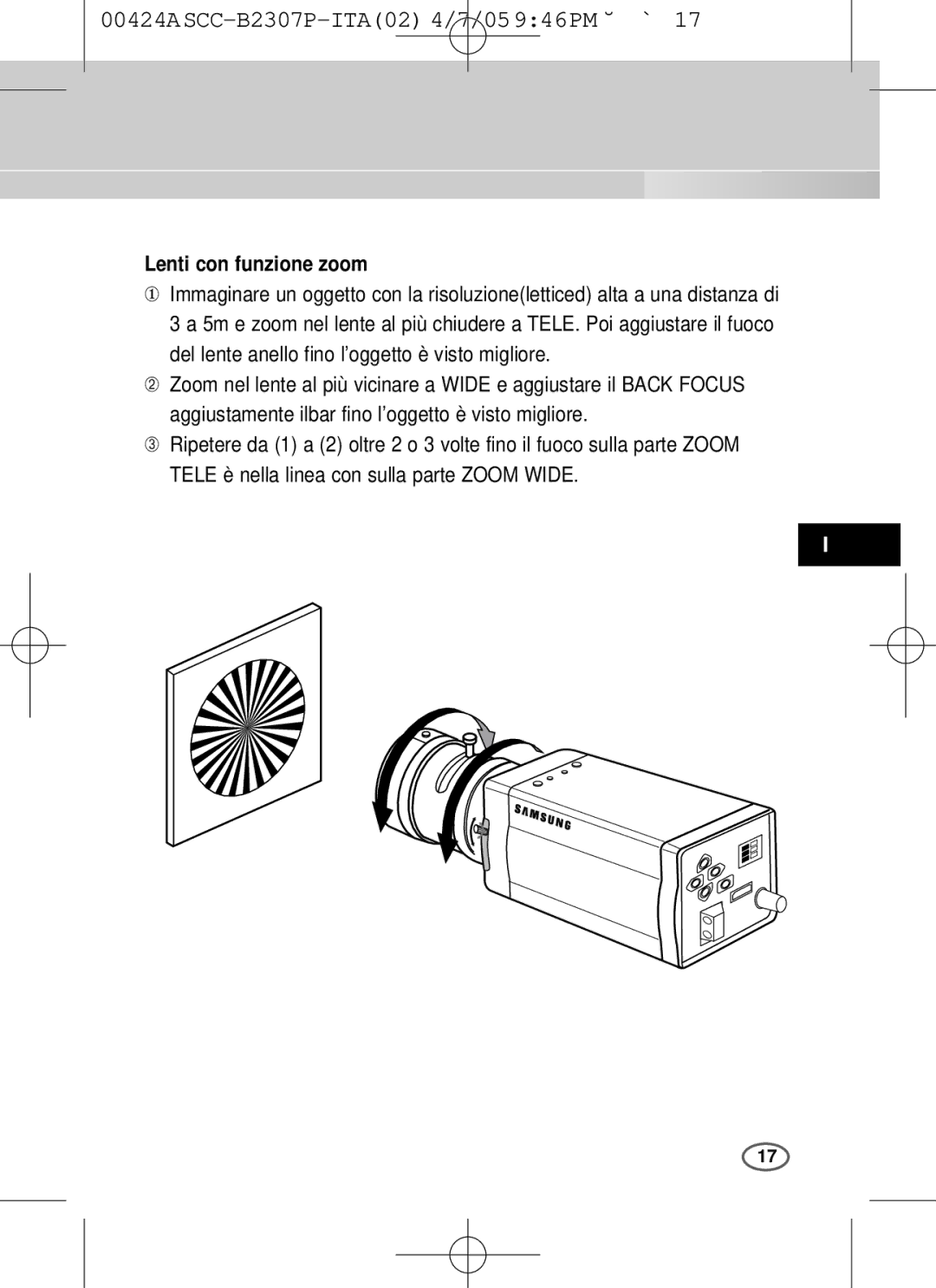 Samsung SCC-B2003P, SCC-B2303(P) user manual Lenti con funzione zoom 