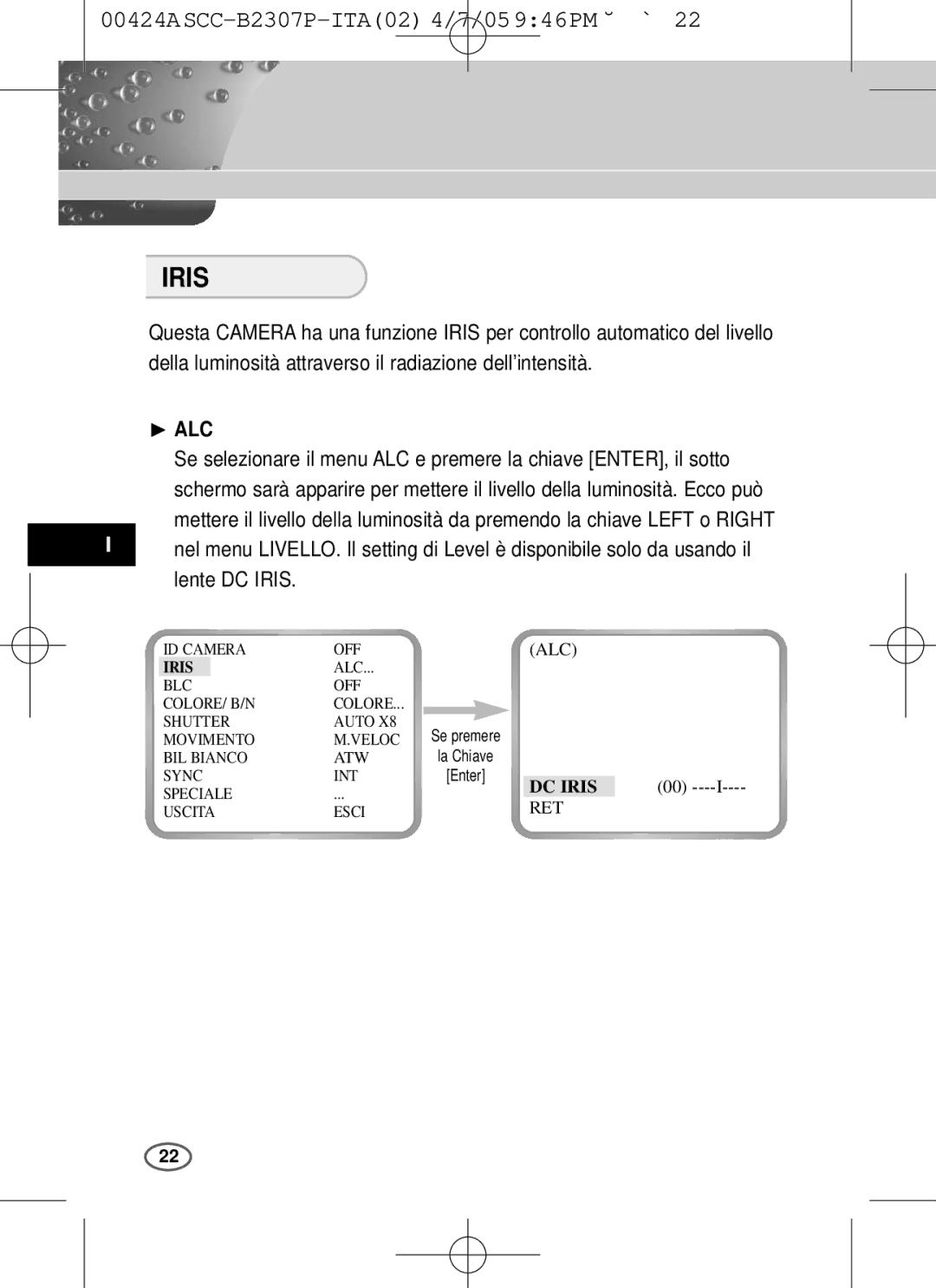 Samsung SCC-B2303(P), SCC-B2003P user manual Se premere 