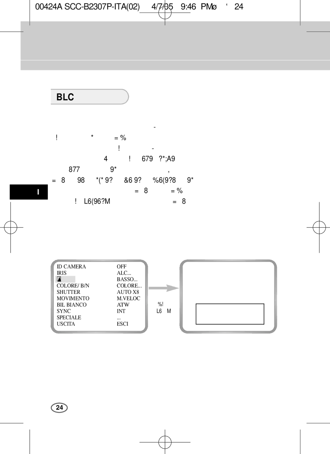 Samsung SCC-B2303(P), SCC-B2003P user manual ID Camera OFF Iris 