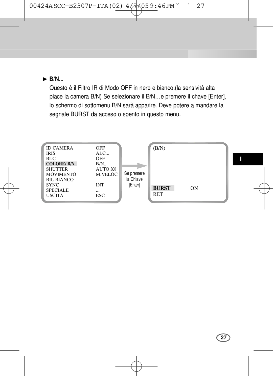 Samsung SCC-B2003P, SCC-B2303(P) user manual ❿ B/N 