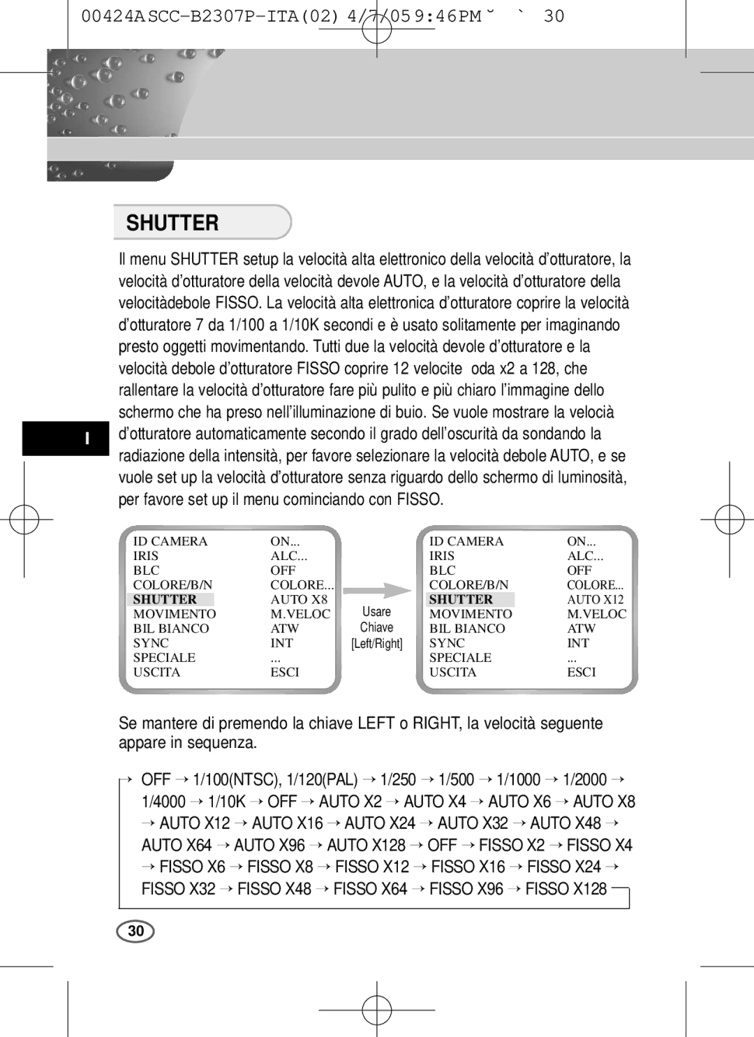 Samsung SCC-B2303(P), SCC-B2003P user manual → Fisso 