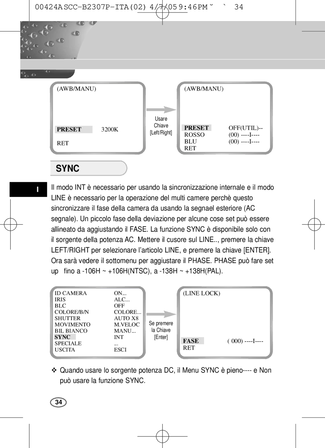 Samsung SCC-B2303(P), SCC-B2003P user manual Rosso RET BLU 