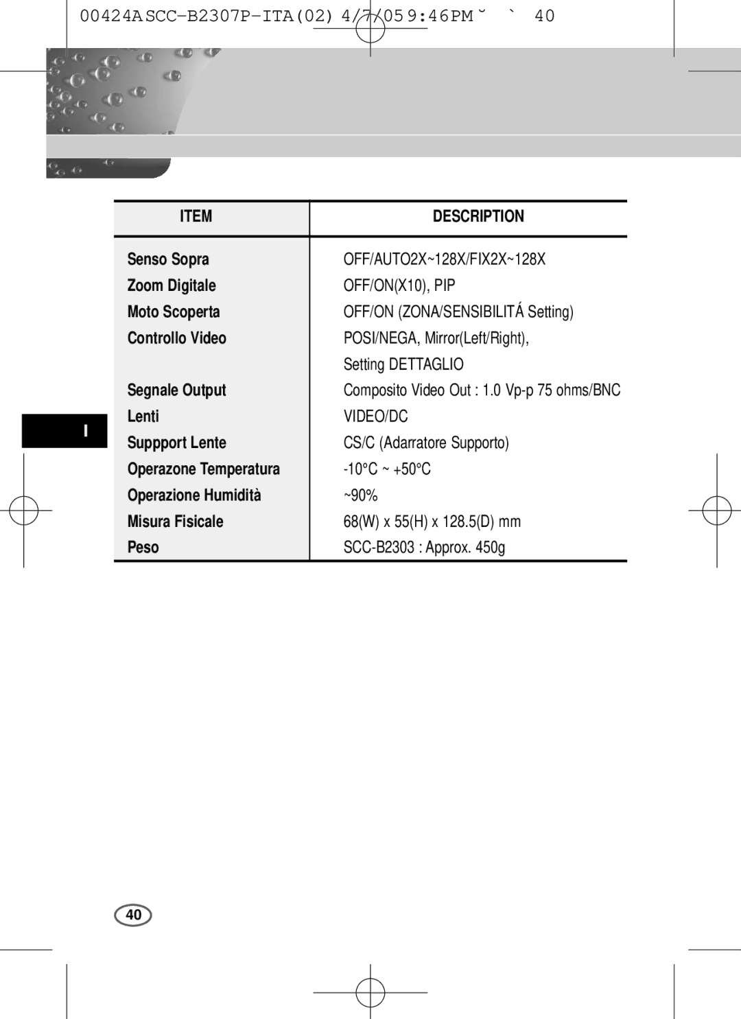 Samsung SCC-B2303(P), SCC-B2003P user manual OFF/AUTO2X~128X/FIX2X~128X 