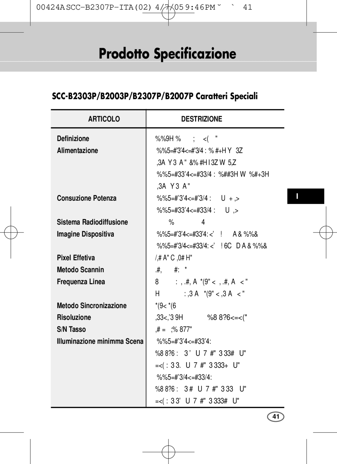 Samsung SCC-B2003P, SCC-B2303(P) user manual Articolo 