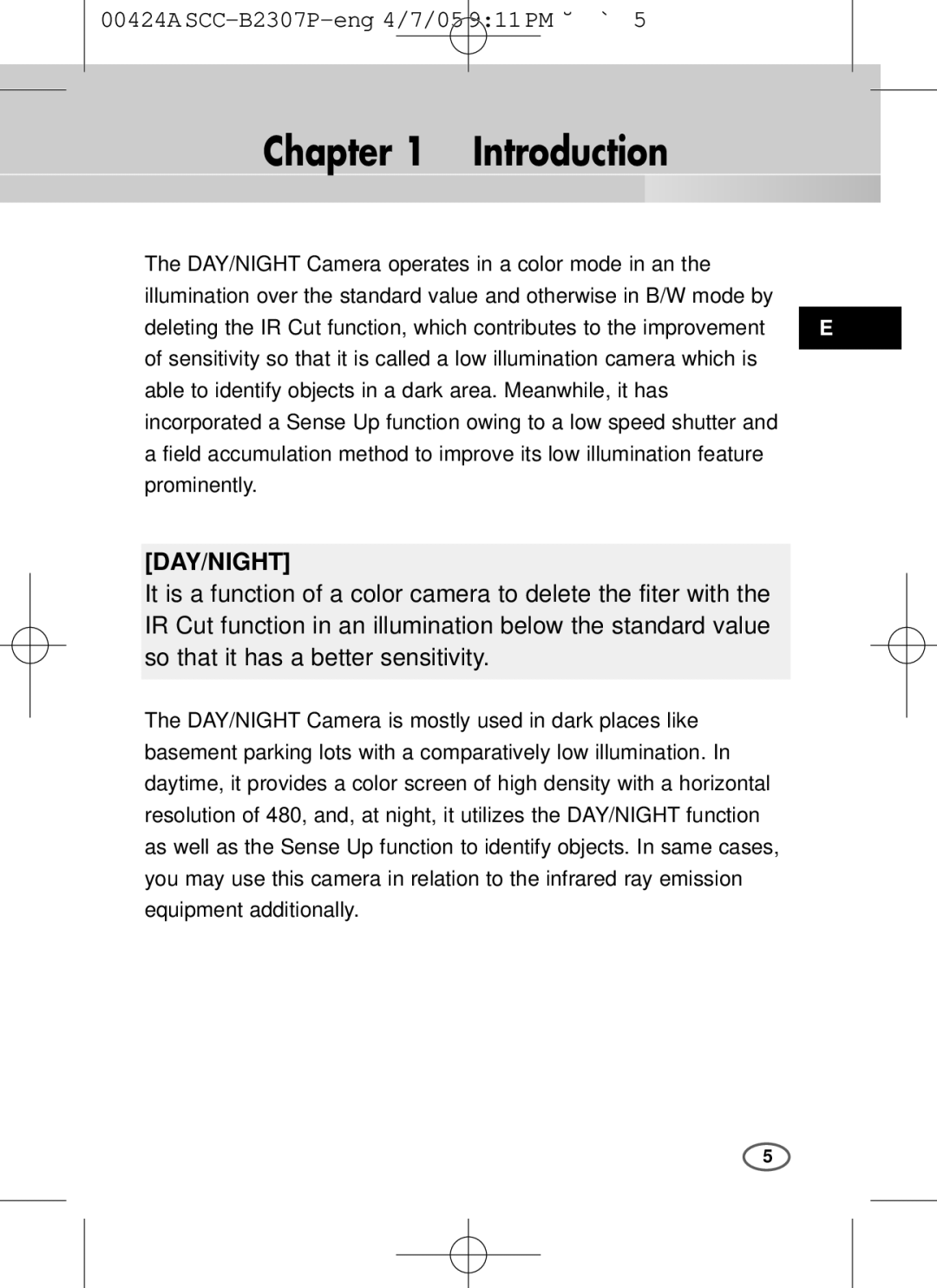 Samsung SCC-B2003P, SCC-B2303(P) user manual Introduction, Day/Night 