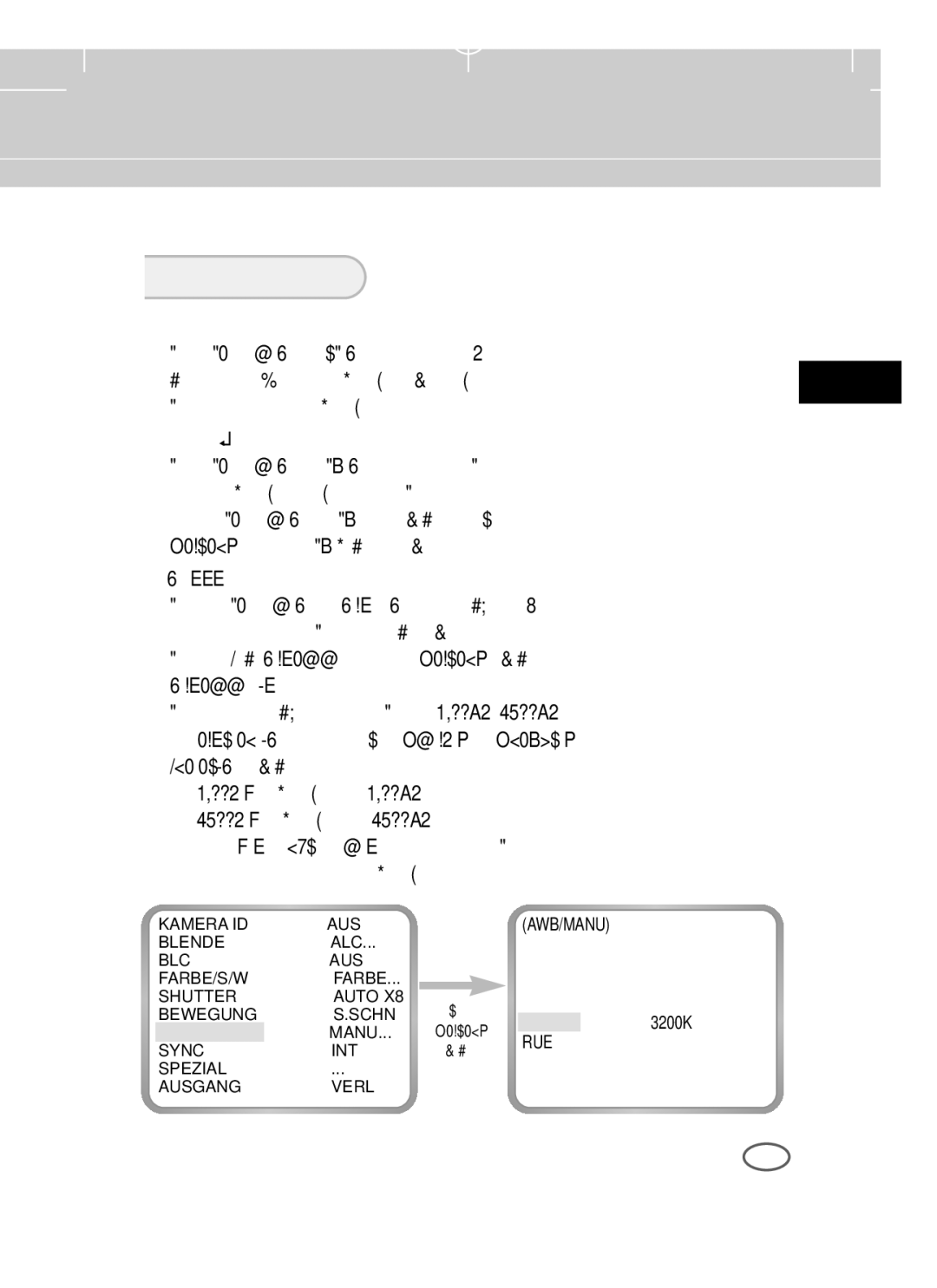 Samsung SCC-B2003P, SCC-B2303(P) user manual ❿ ATW, Weissabgleich automatisch an die Farbtemperatur an 