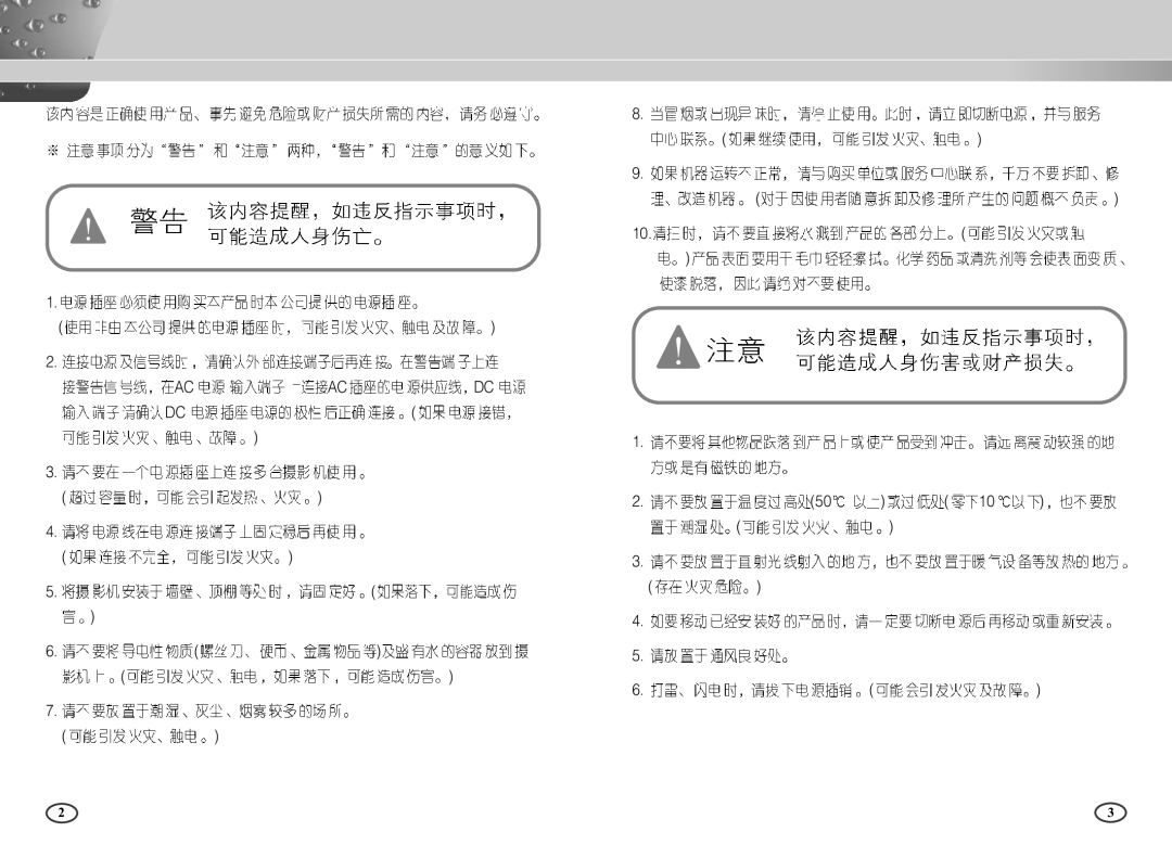 Samsung SCC-B2303P manual Ac Ac Dc 