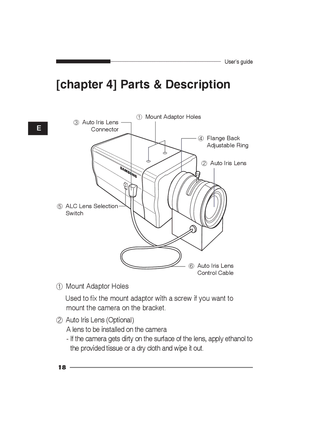 Samsung SCC-B2311P/TRK, SCC-B2311N, SCC-B2011P/TRK manual Parts & Description 