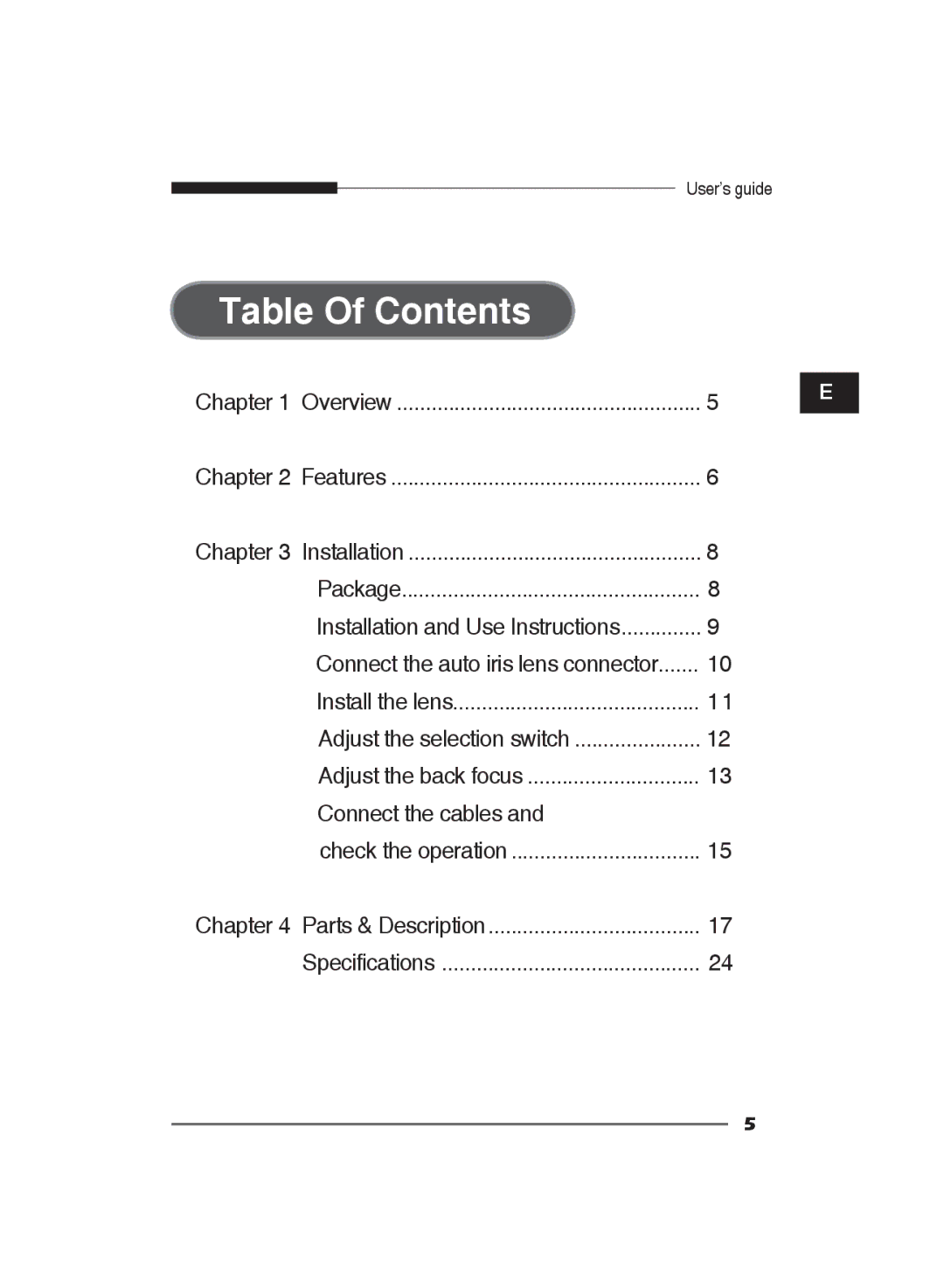 Samsung SCC-B2311N, SCC-B2311P/TRK, SCC-B2011P/TRK manual Table Of Contents 