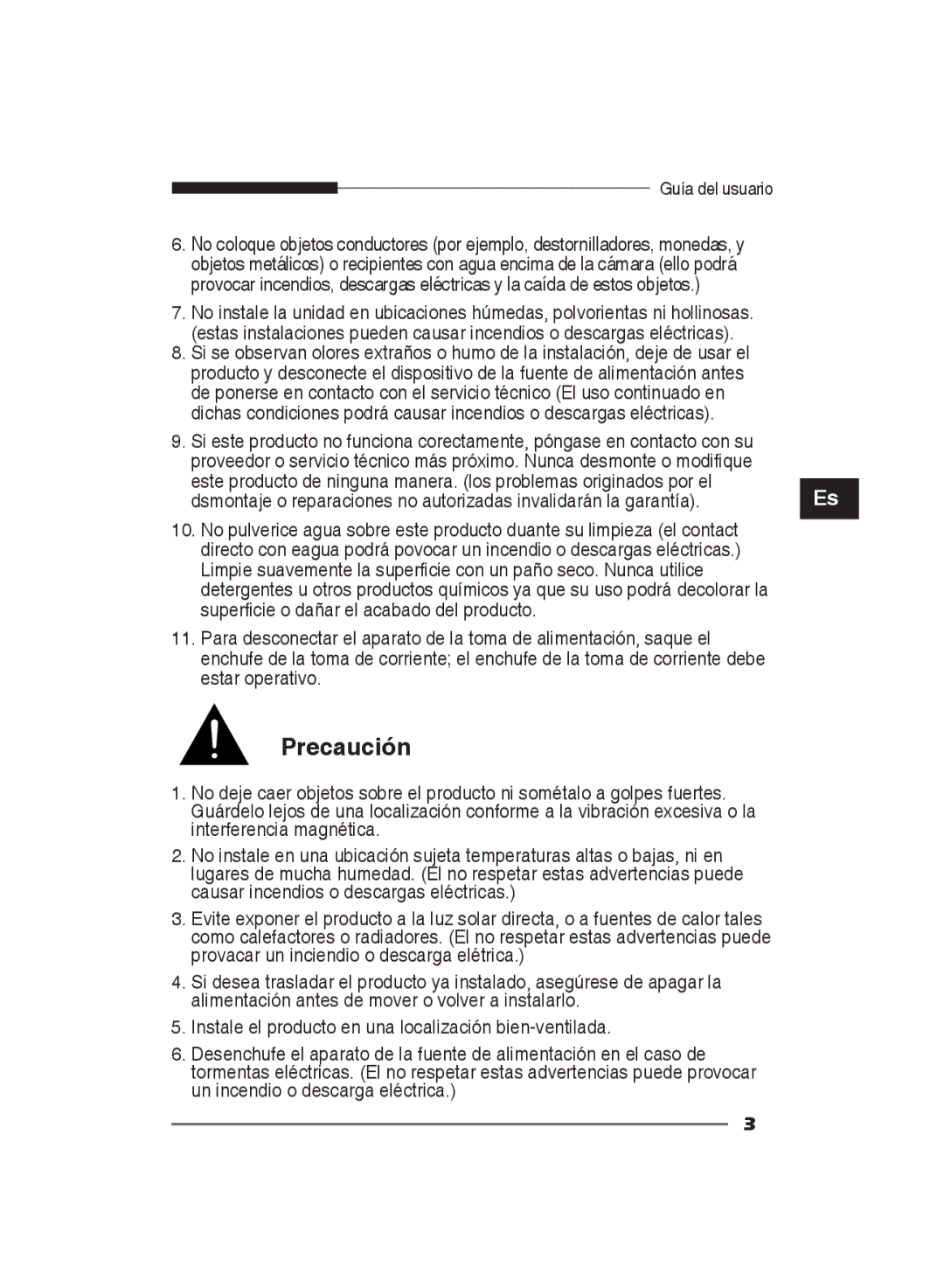 Samsung SCC-B2311N, SCC-B2311P/TRK, SCC-B2011P/TRK manual Precaución 